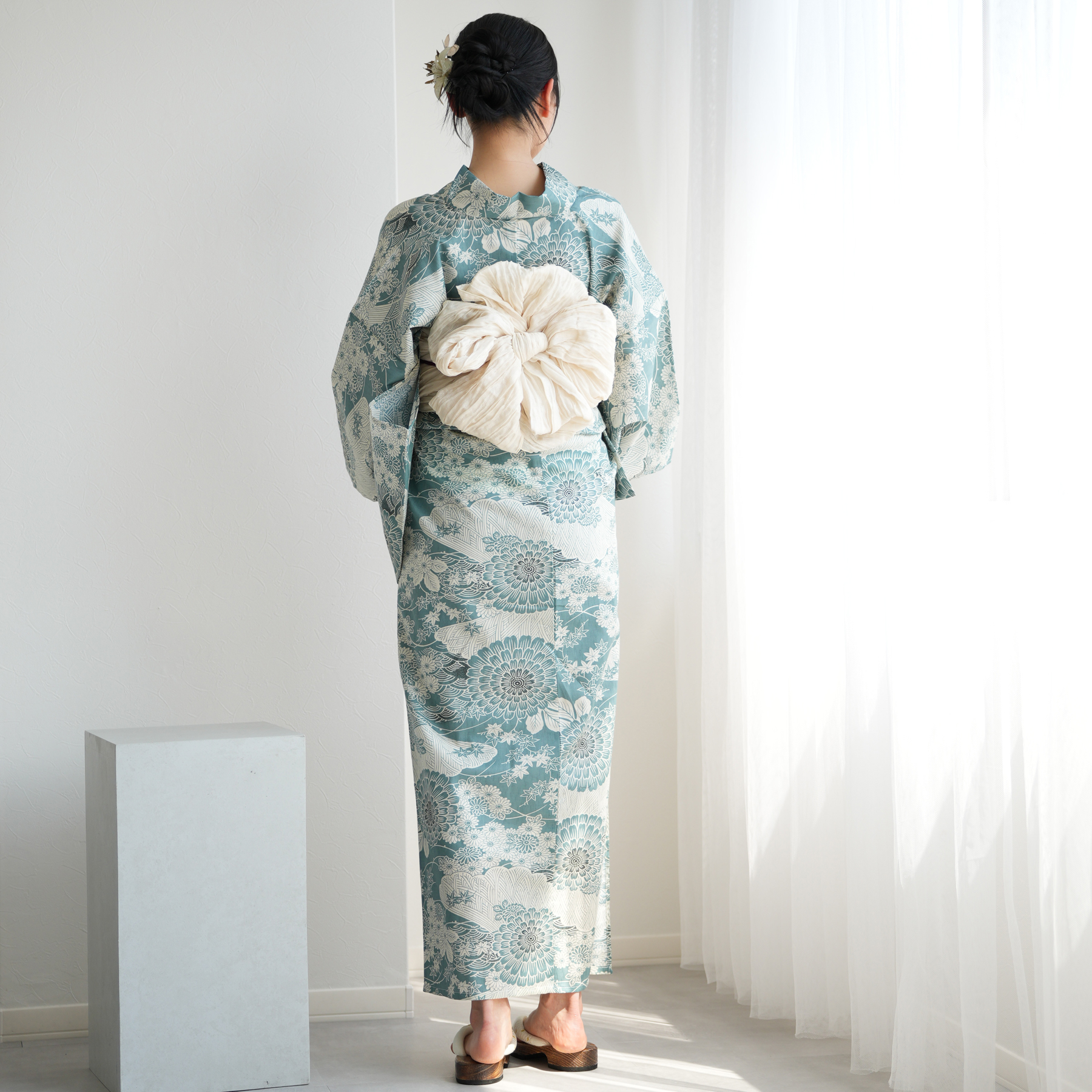 浴衣 レディース セット ひよこ商店 高級変わり織 浴衣3点セット 青碧