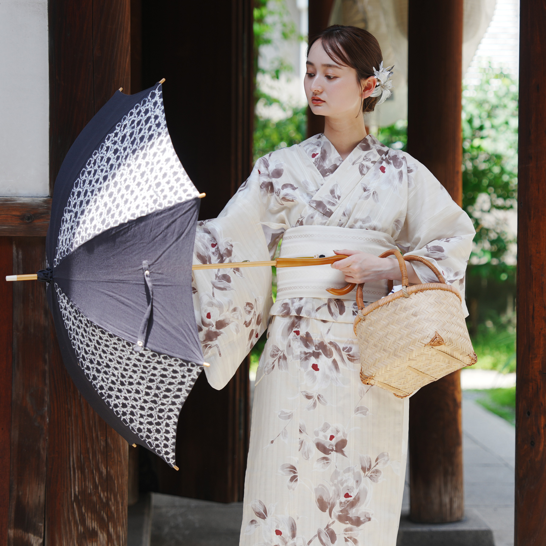 utatane×Acka.］山茶花 beige 浴衣3set ○ : 浴衣通販 utatane - 通販