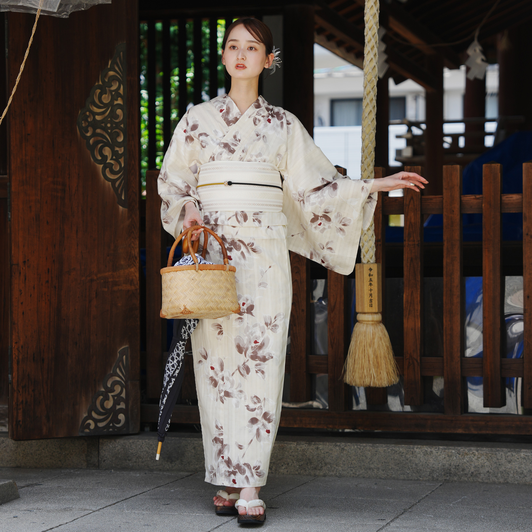 utatane×Acka.］山茶花 beige 浴衣3set ○ : 浴衣通販 utatane - 通販