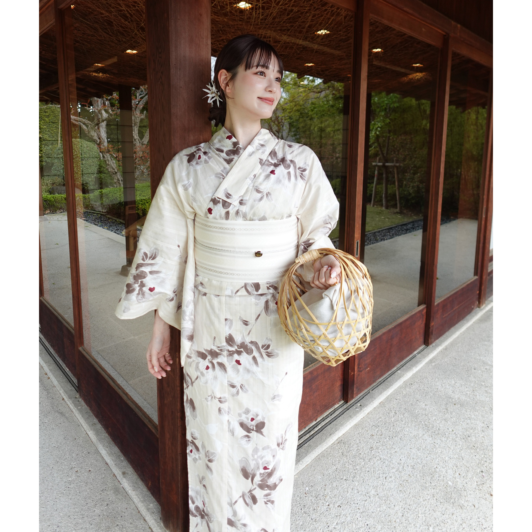 utatane×Acka.］山茶花 beige 浴衣3set ○ : 浴衣通販 utatane - 通販