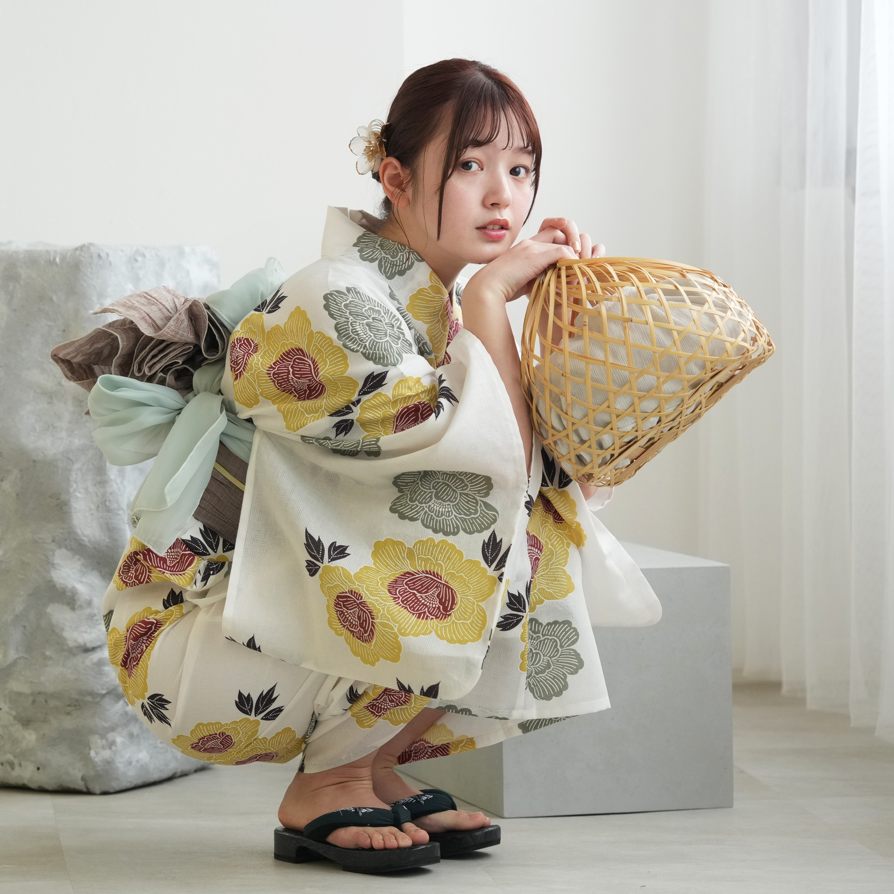 浴衣 レディース セット ひよこ商店 高級変わり織 浴衣3点セット 青碧