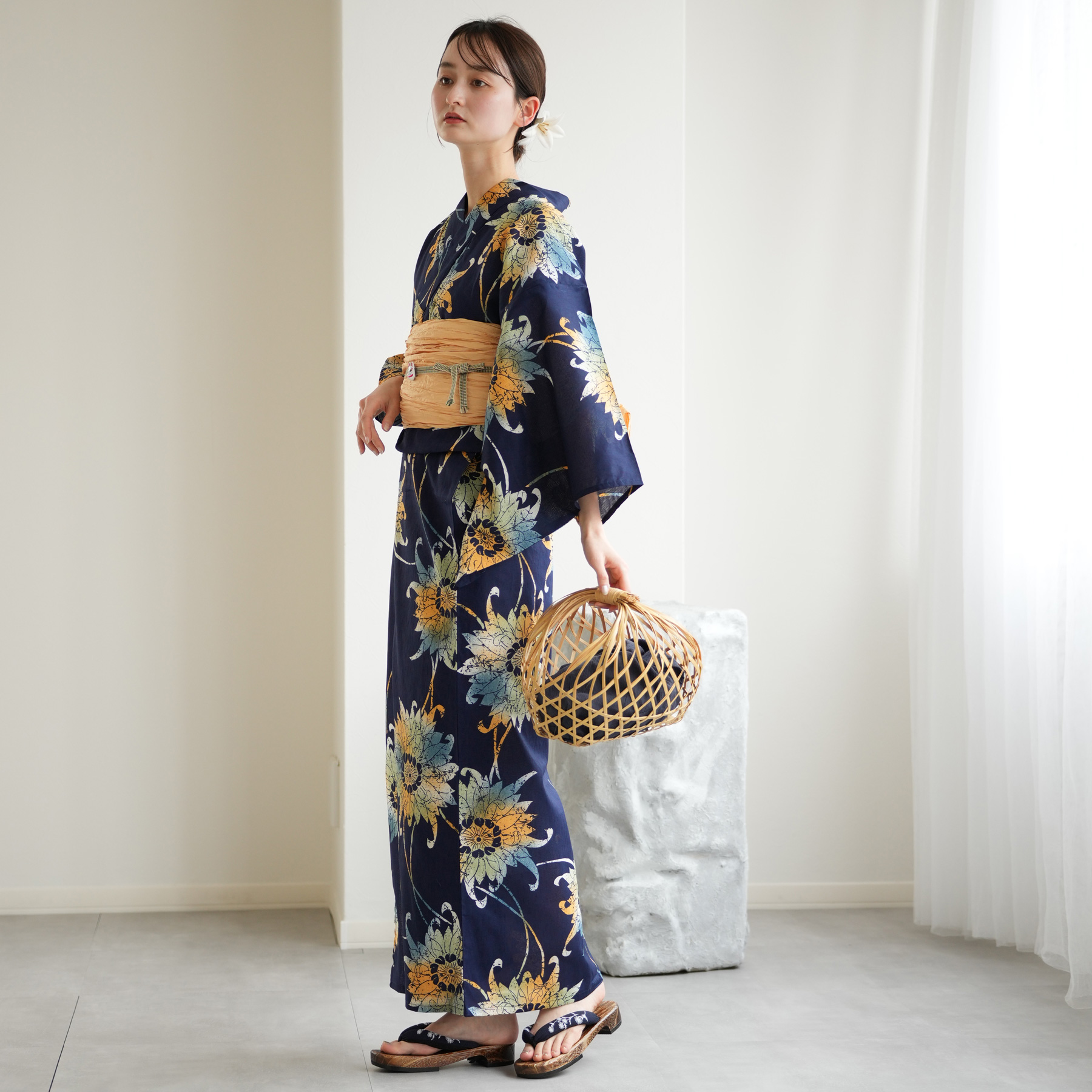 浴衣 レディース セット ニコアンティーク 高級変わり織 浴衣3点セット