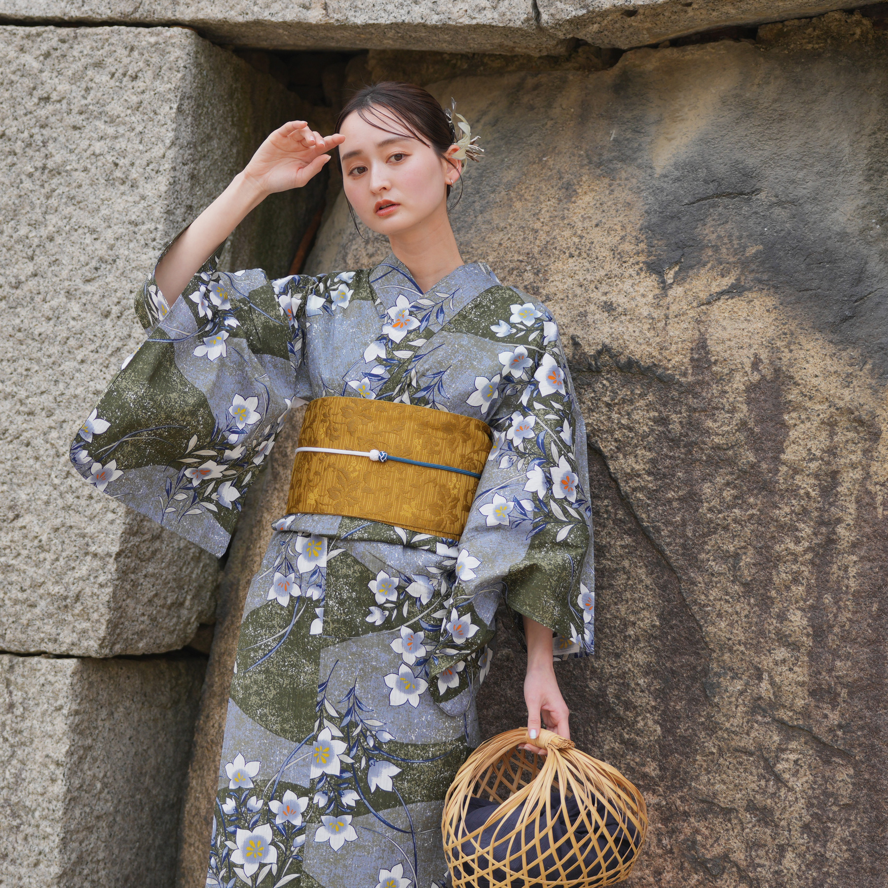 utatane 浴衣 レディース セット 高級変わり織 浴衣3点セット 深緑と薄