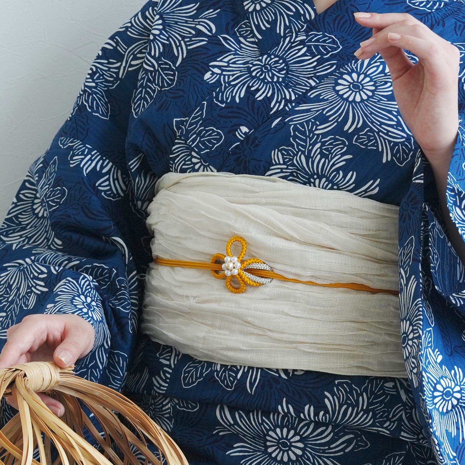 utatane 浴衣 レディース セット 高級変わり織 浴衣3点セット 青藍に