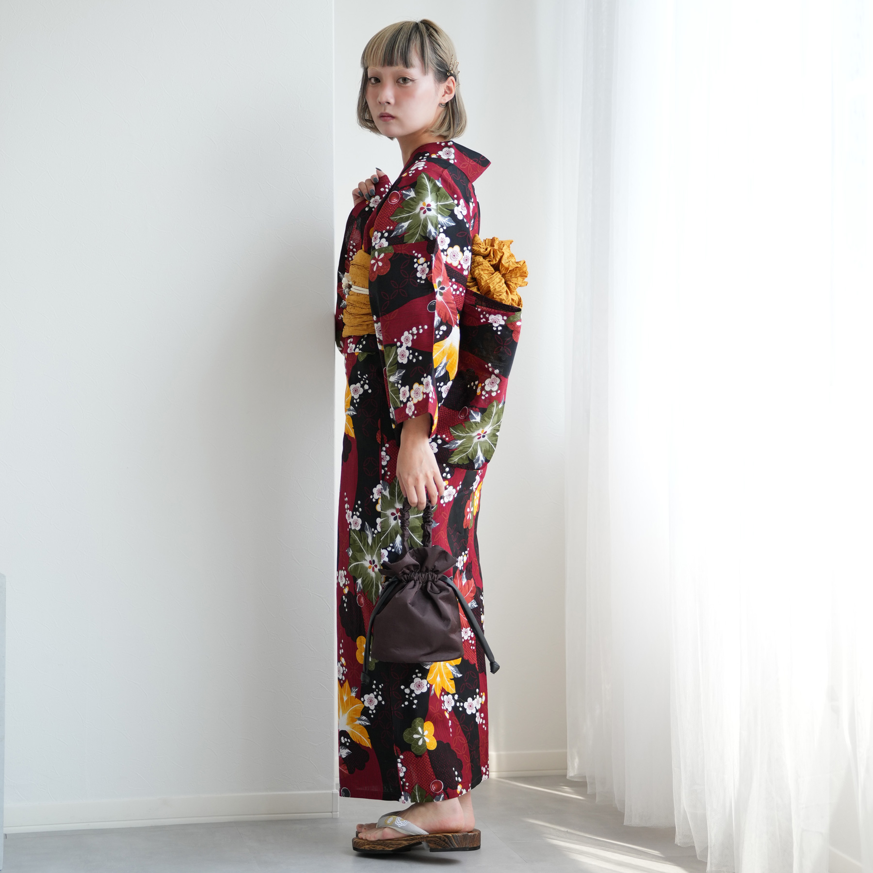 浴衣 レディース セット ニコアンティーク 高級変わり織 浴衣3点セット