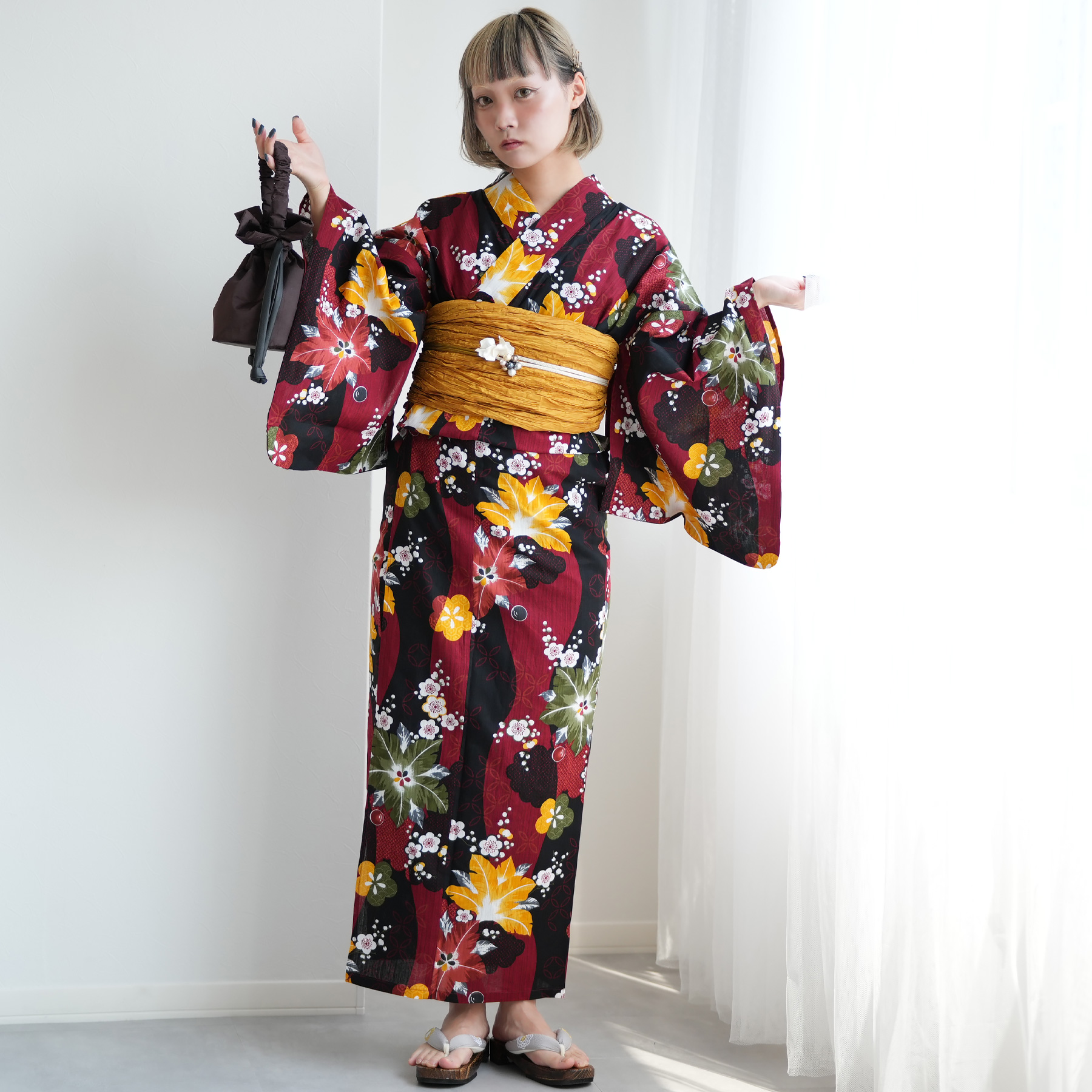 浴衣 レディース セット ニコアンティーク 高級変わり織 浴衣3点セット
