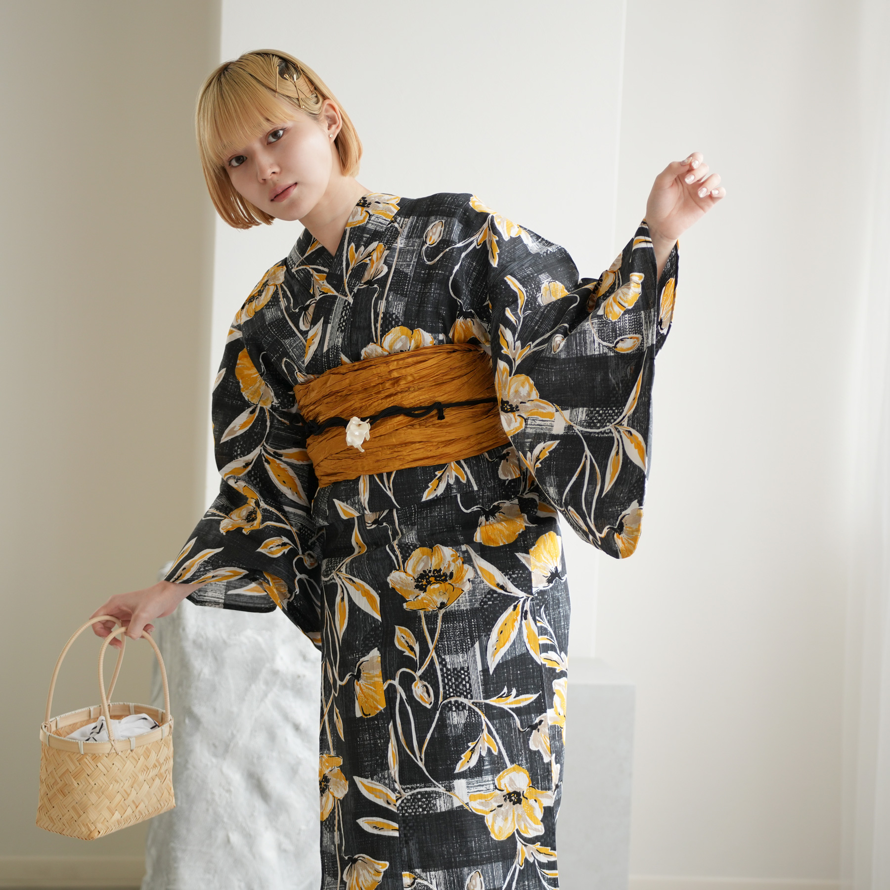 浴衣 レディース セット ニコアンティーク 高級変わり織 浴衣3点セット