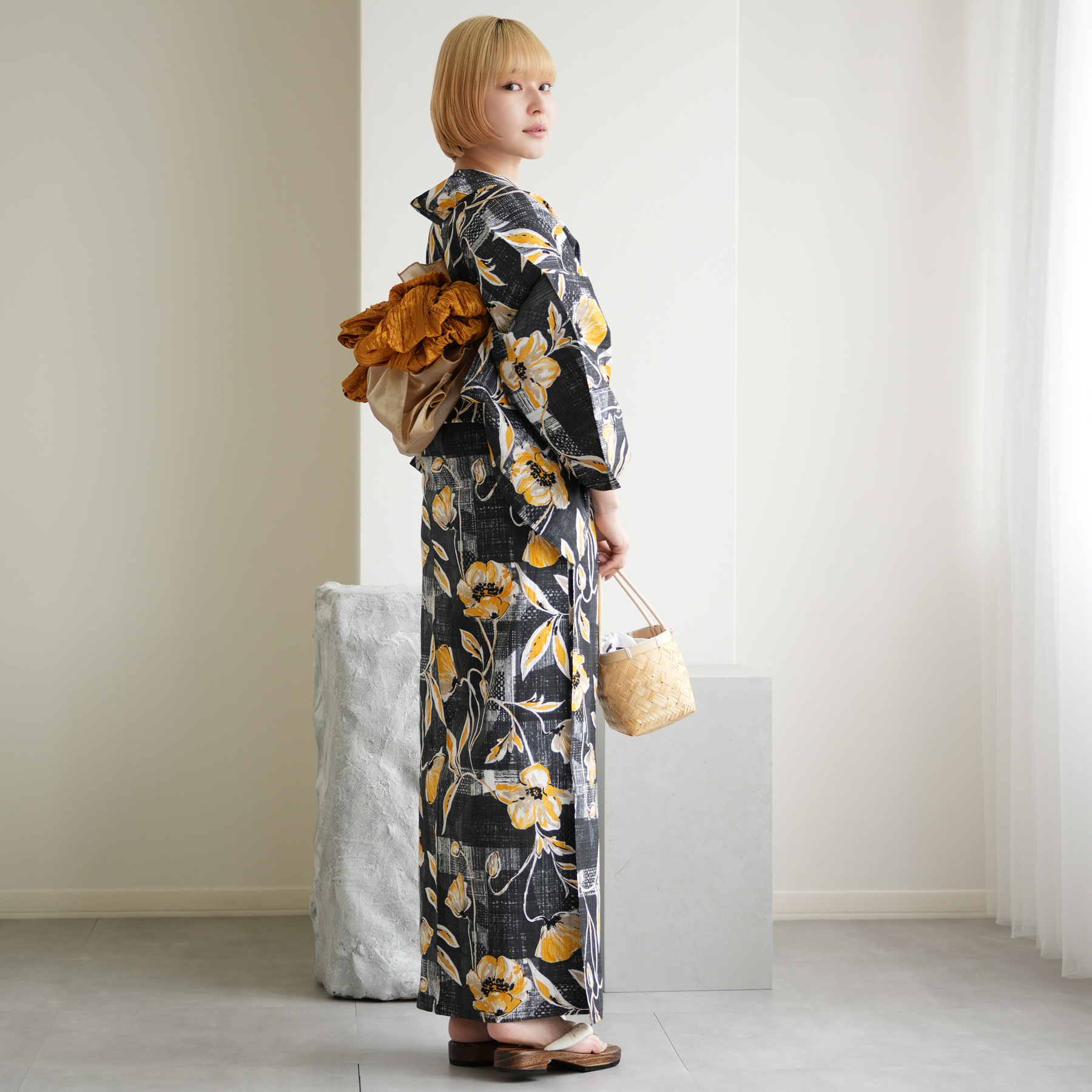 浴衣 レディース セット ニコアンティーク 高級変わり織 浴衣3点セット