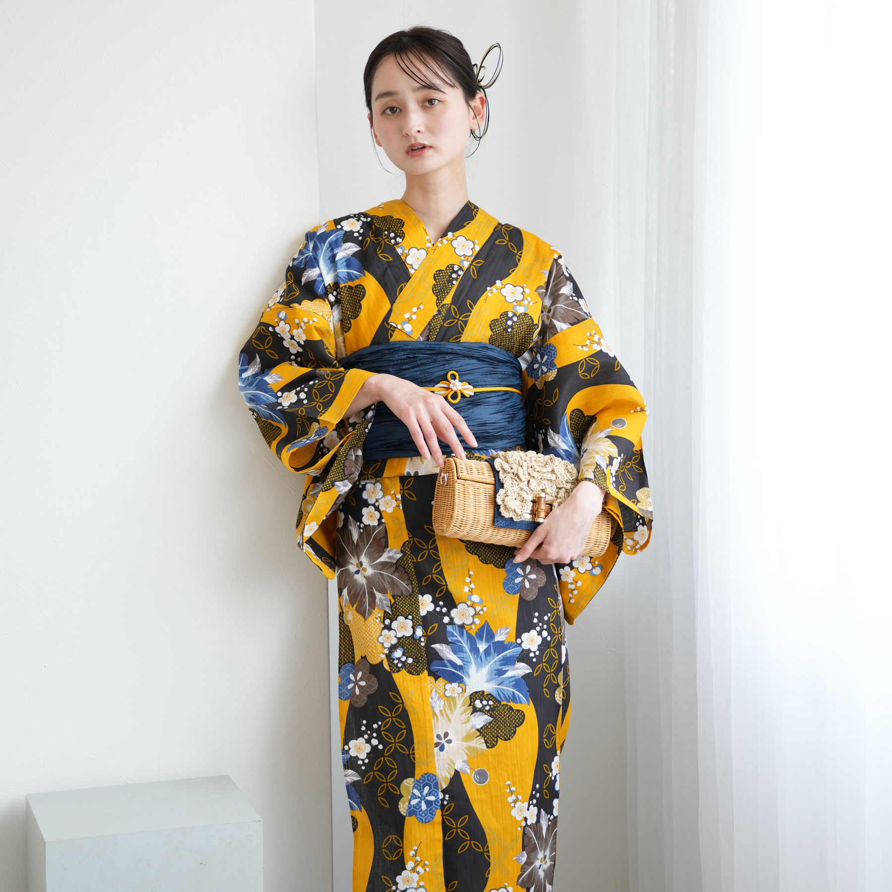 浴衣 レディース セット ニコアンティーク 高級変わり織 浴衣3点セット