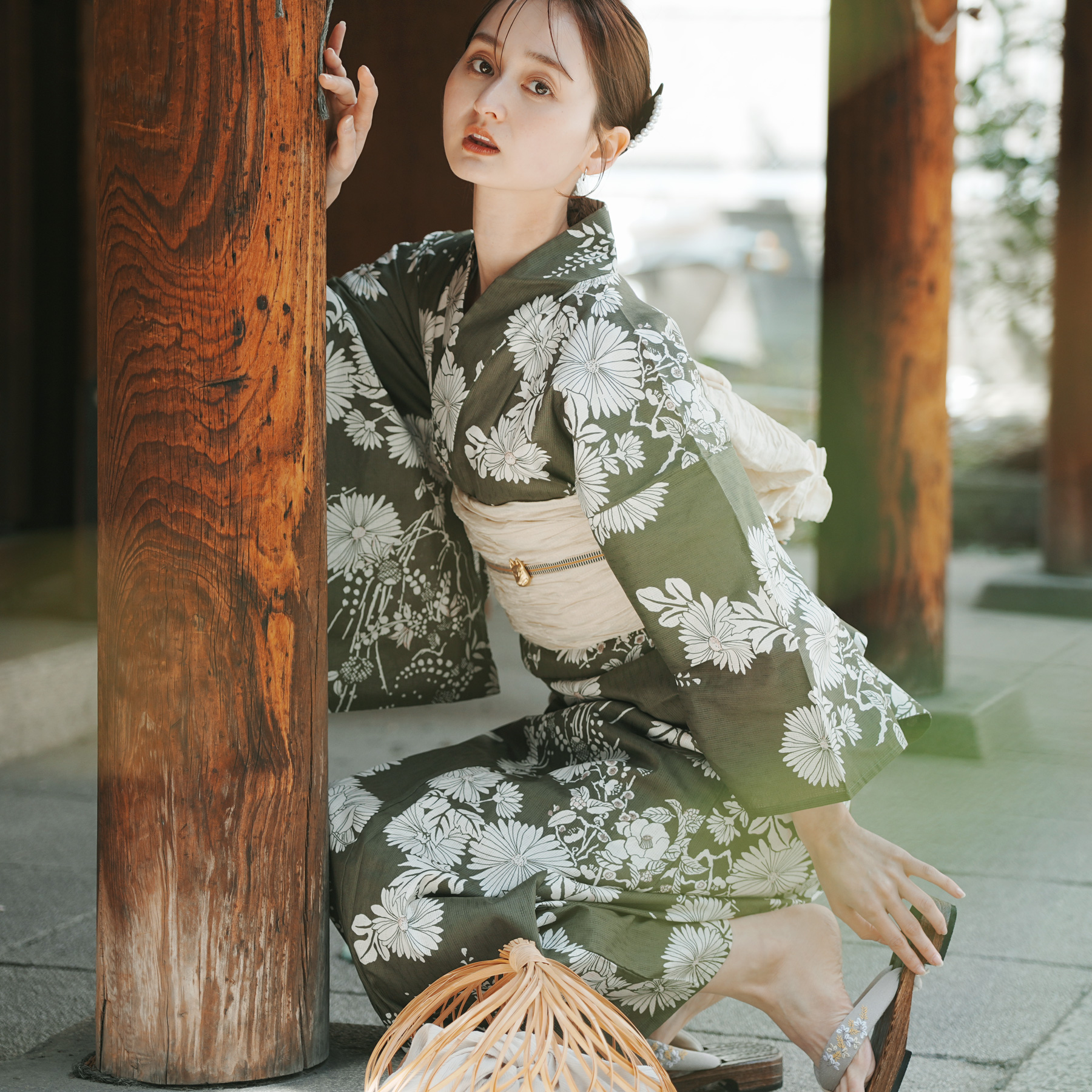 utatane 浴衣 レディース セット 浴衣/帯/下駄 フリーサイズ 古典柄