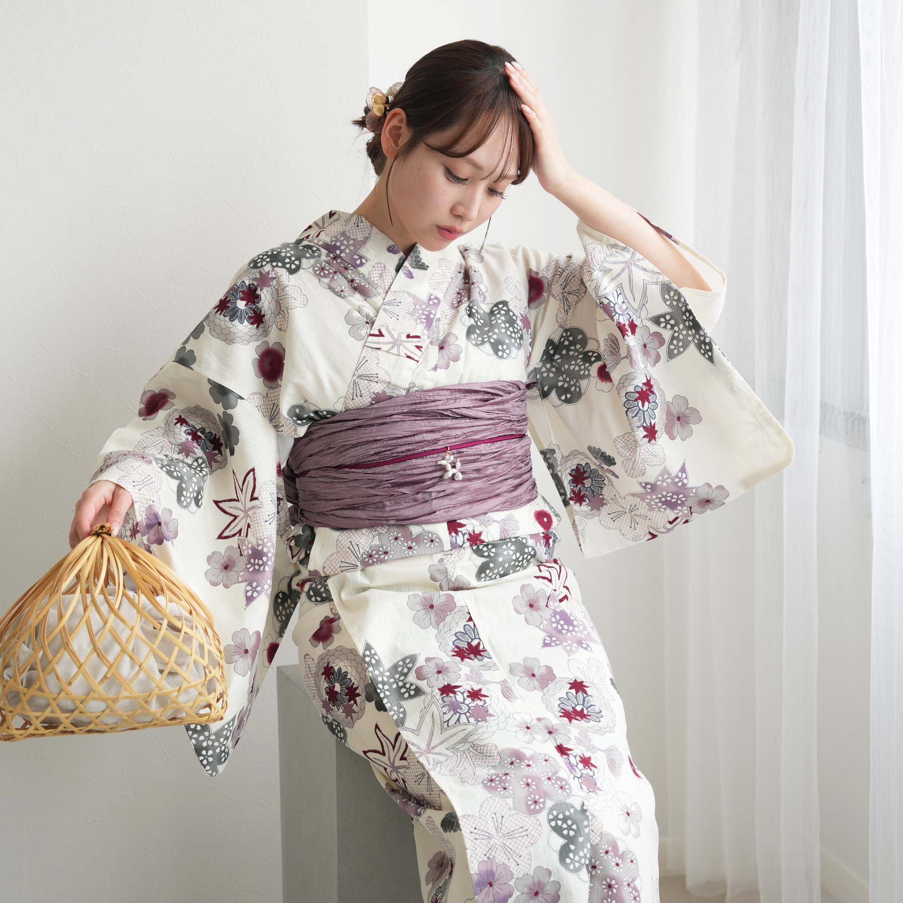 utatane 浴衣 レディース セット 高級変わり織 フリーサイズ 浴衣3点