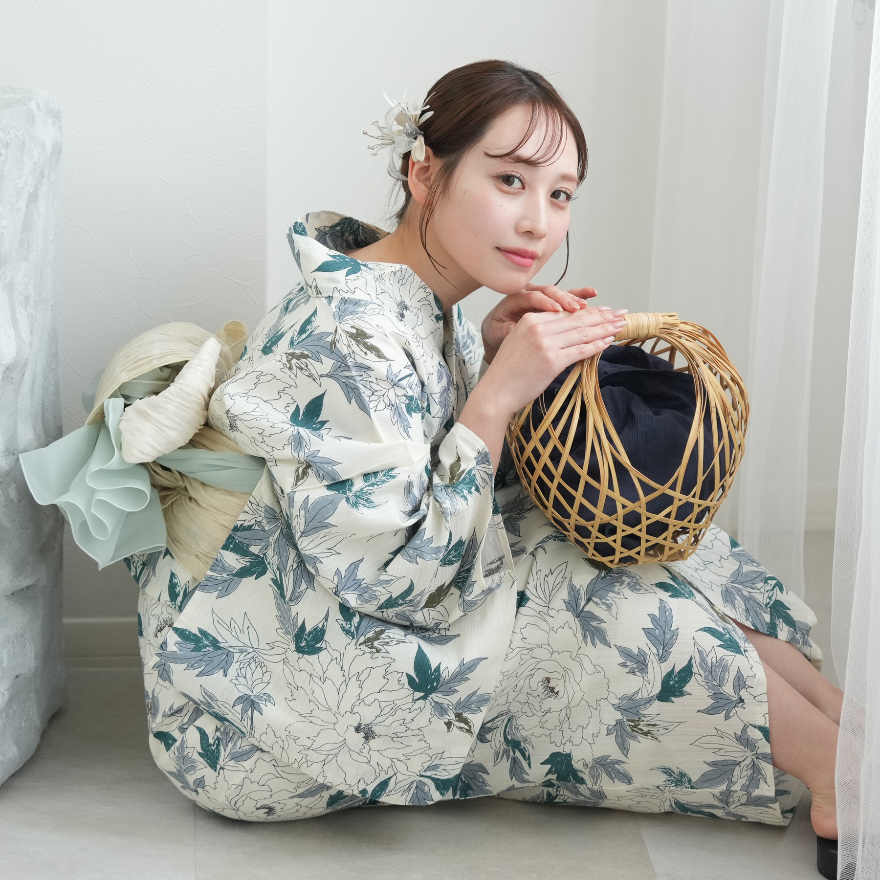 utatane 浴衣 レディース セット 高級変わり織 フリーサイズ 浴衣3点