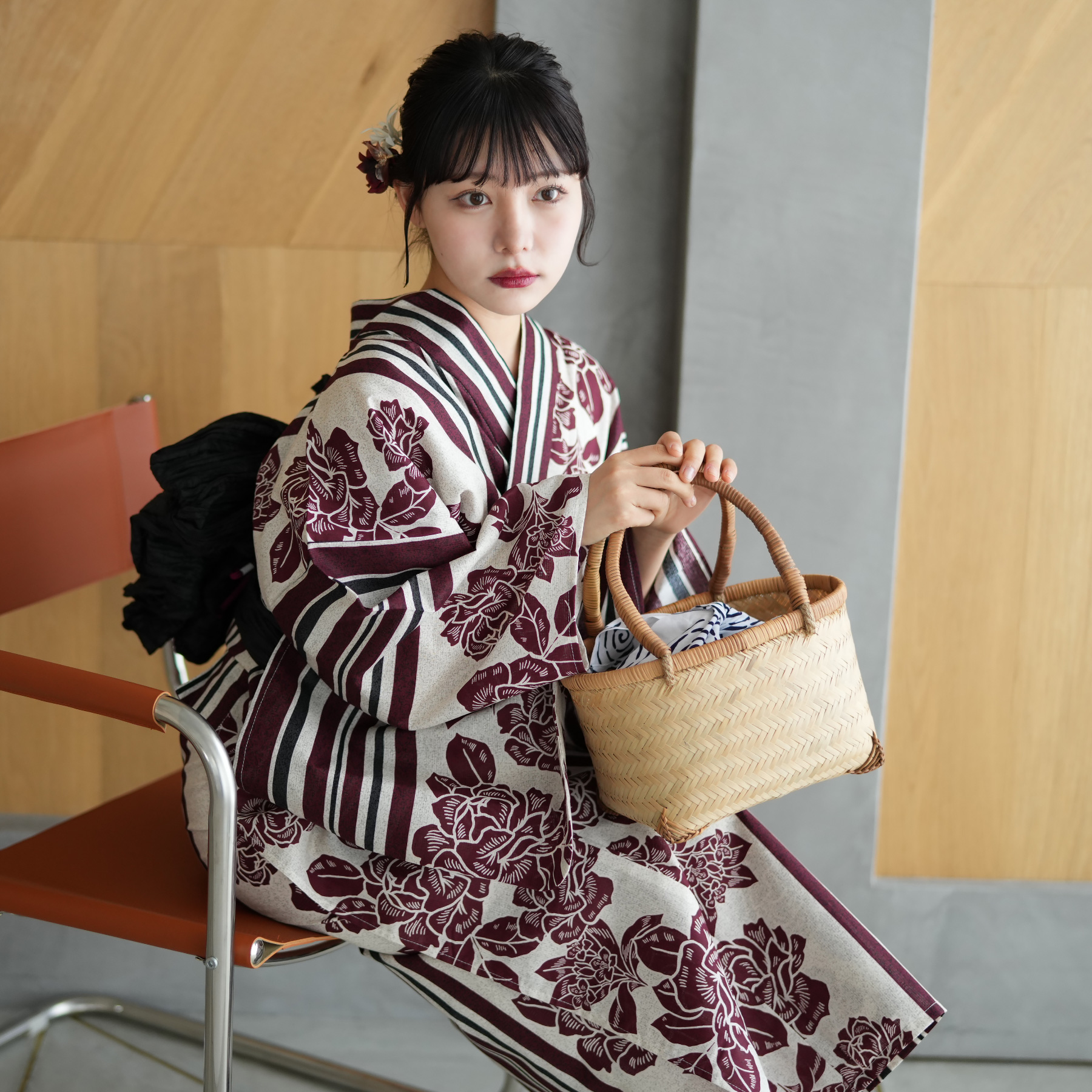 浴衣 レディース セット ニコアンティーク 高級変わり織 浴衣3点セット