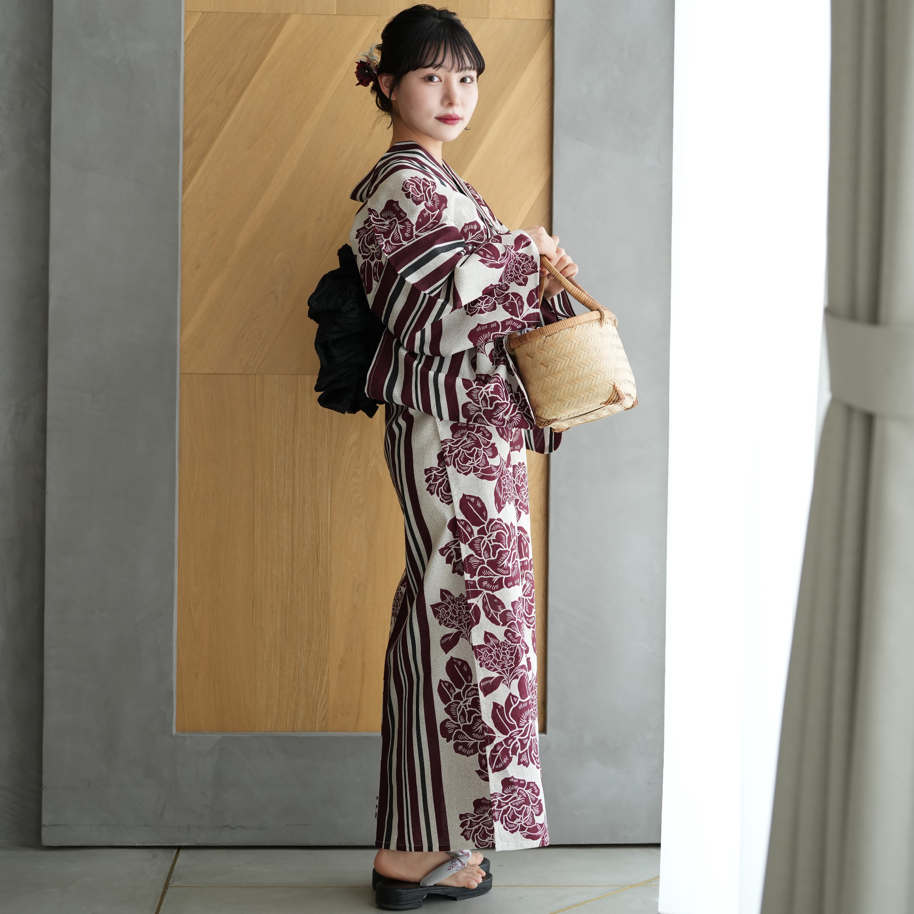 浴衣 レディース セット ニコアンティーク 高級変わり織 浴衣3点セット