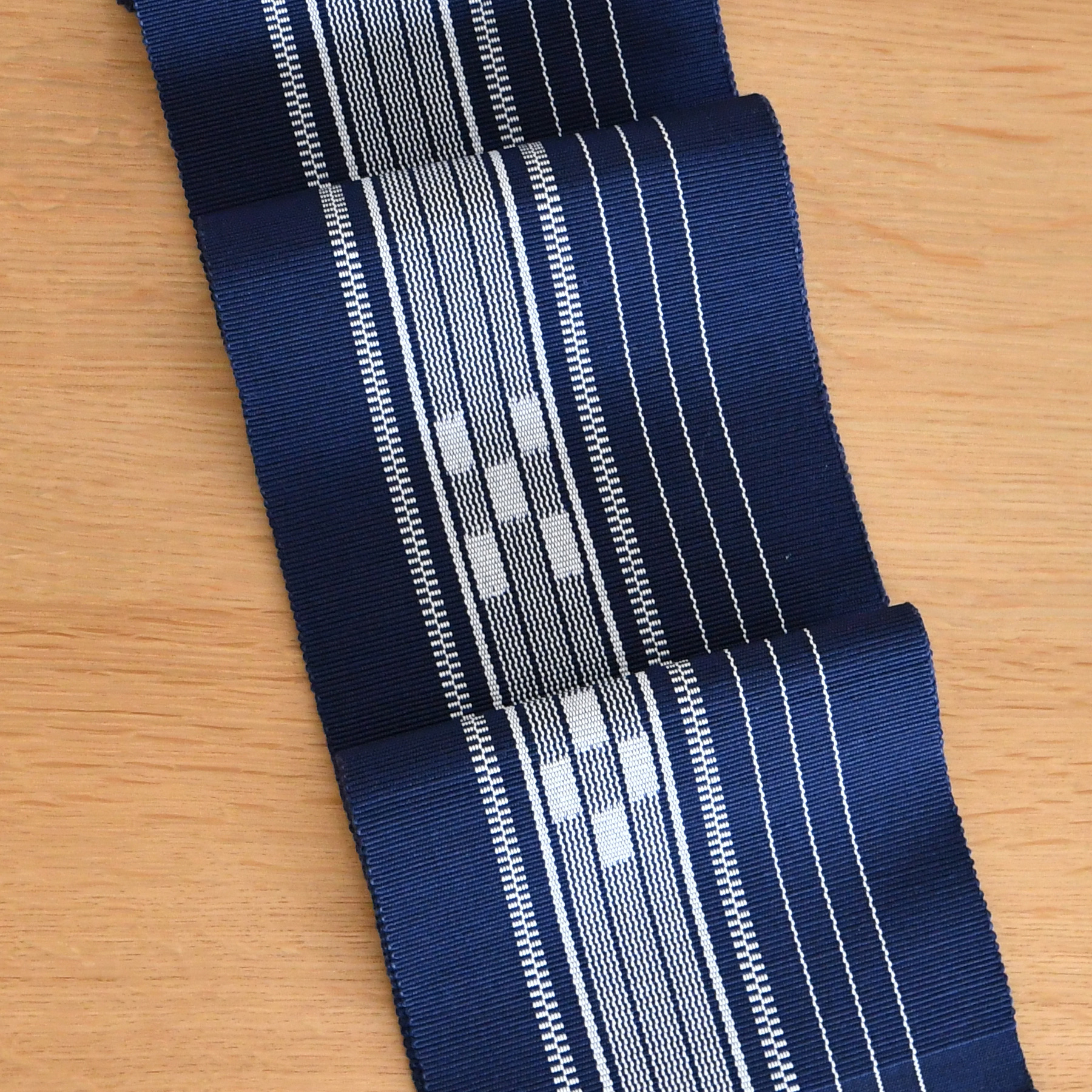 半幅帯 八重山みんさー ミンサー半幅帯 単品 草木染 ネイビー 白