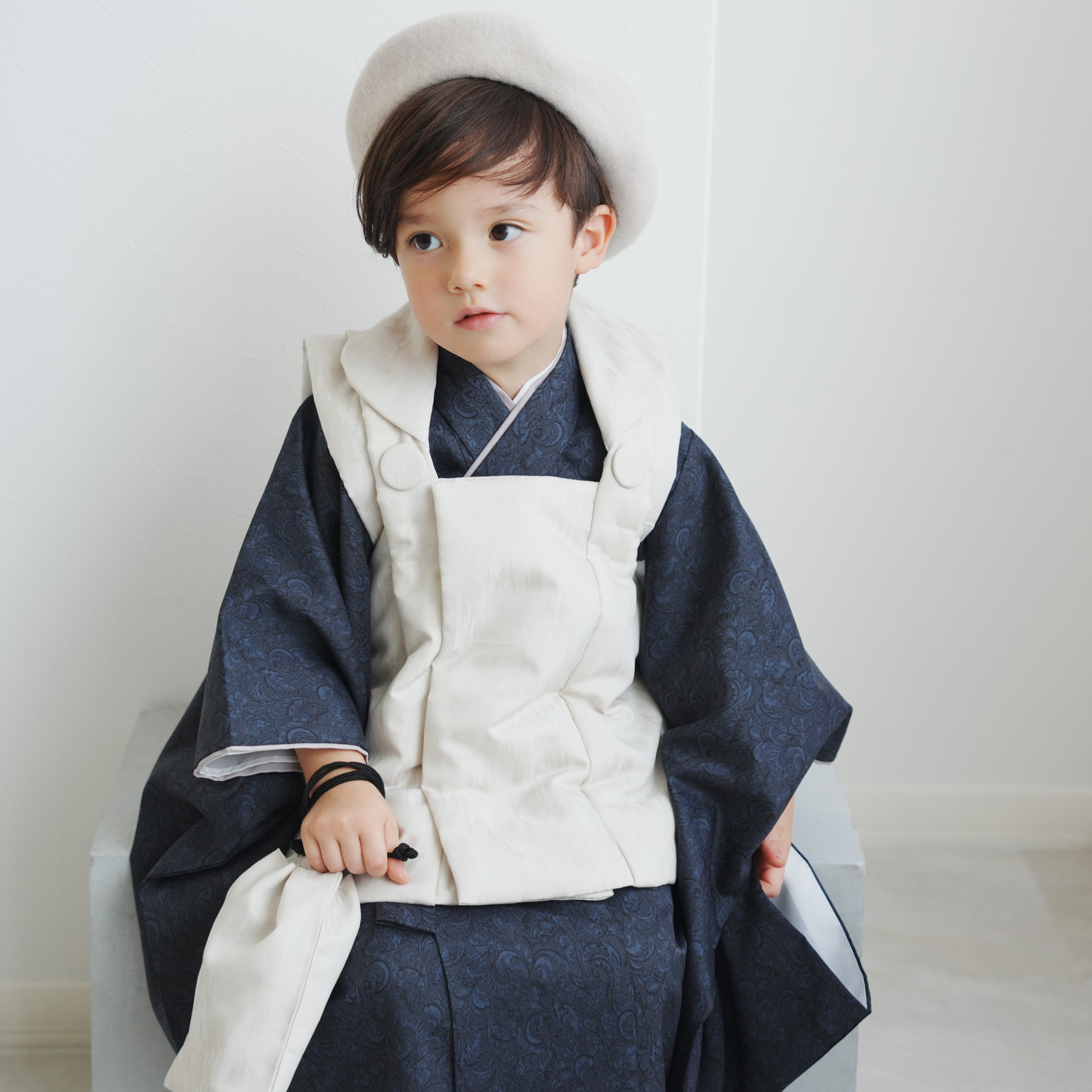 七五三 着物 3歳 男の子 被布 ひよこ商店 kids ベレー帽 被布フル