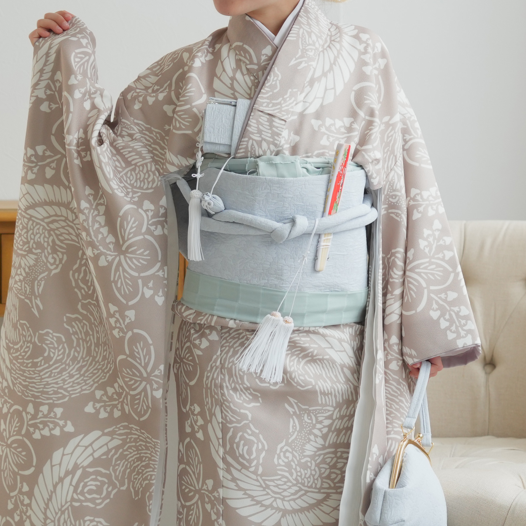 七五三 着物 7歳 フルセット 購入 ひよこ商店 女の子 四つ身 白茶鳳凰