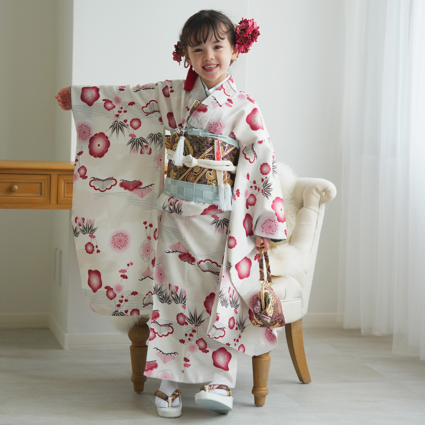 七五三 着物 7歳 振袖 フルセット 購入 ひよこ商店 女の子 四つ身 元禄