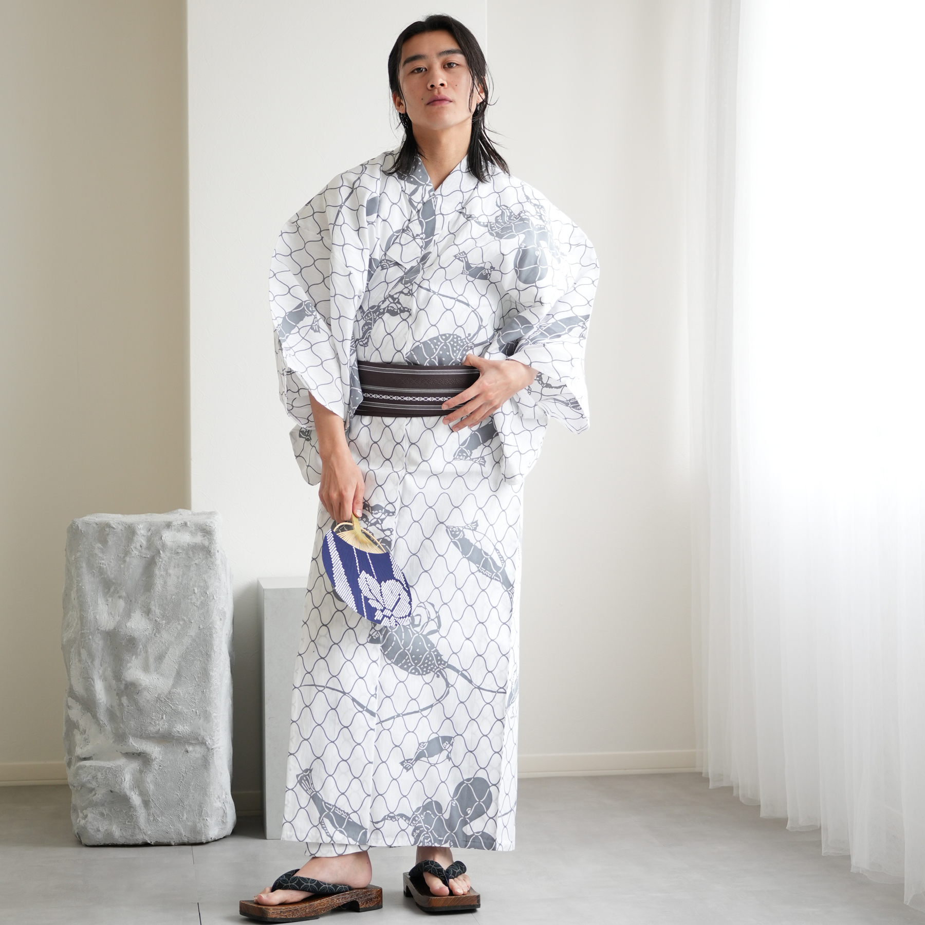 utatane 浴衣 メンズ セット utatane×注染工房 浴衣3点セット きなりに