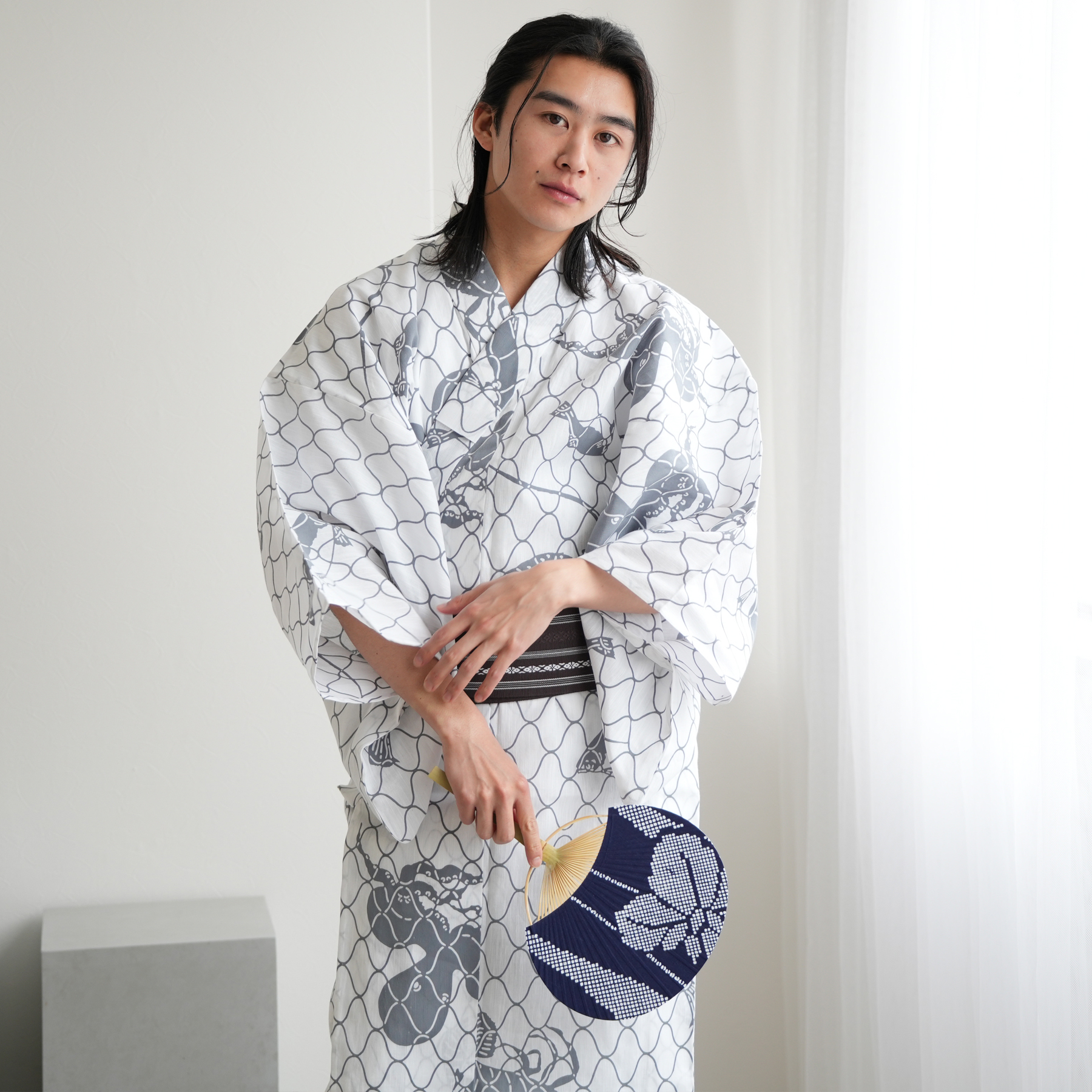 utatane 浴衣 メンズ セット utatane×注染工房 浴衣3点セット きなりに