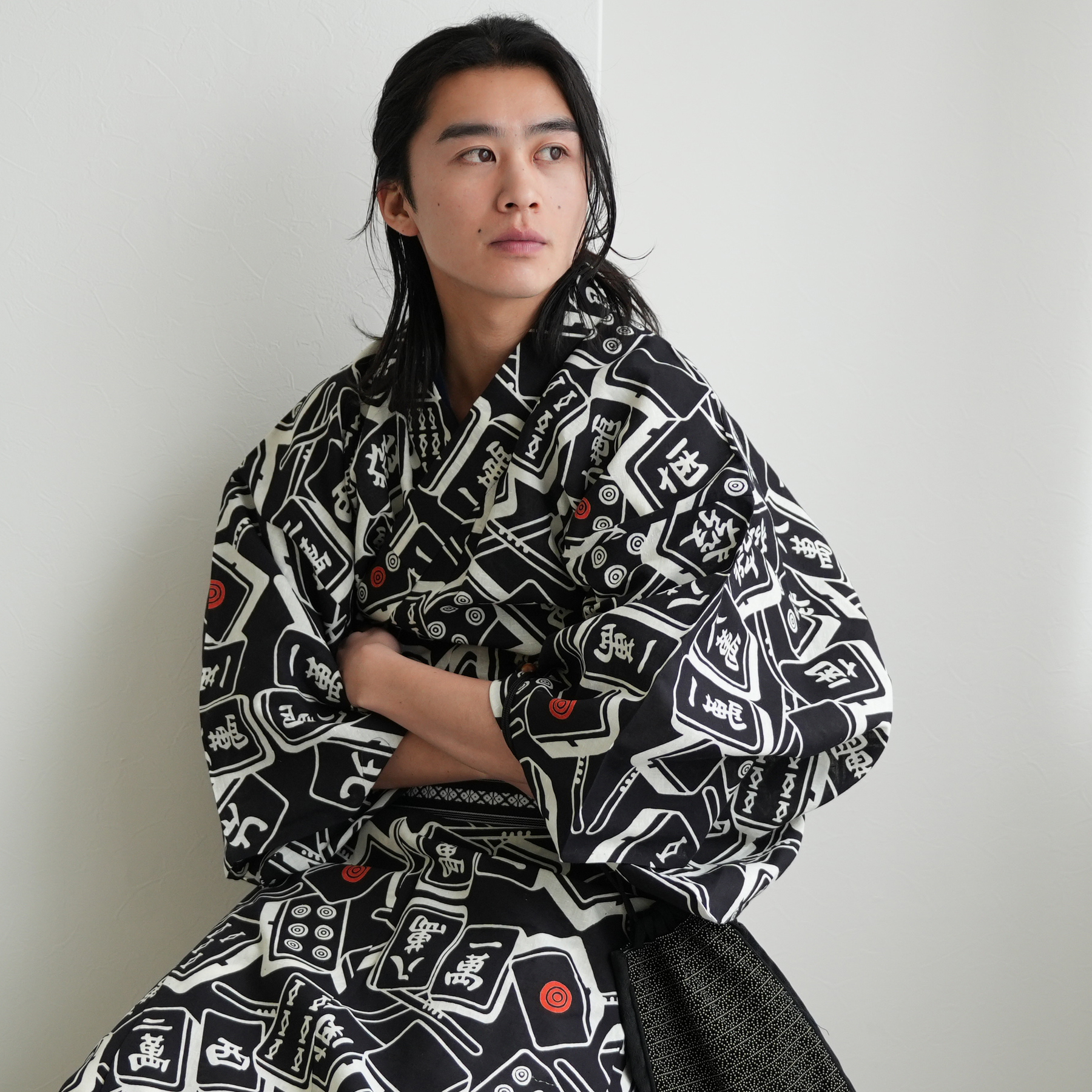 utatane 浴衣 メンズ セット utatane×注染工房 浴衣3点セット 黒地の