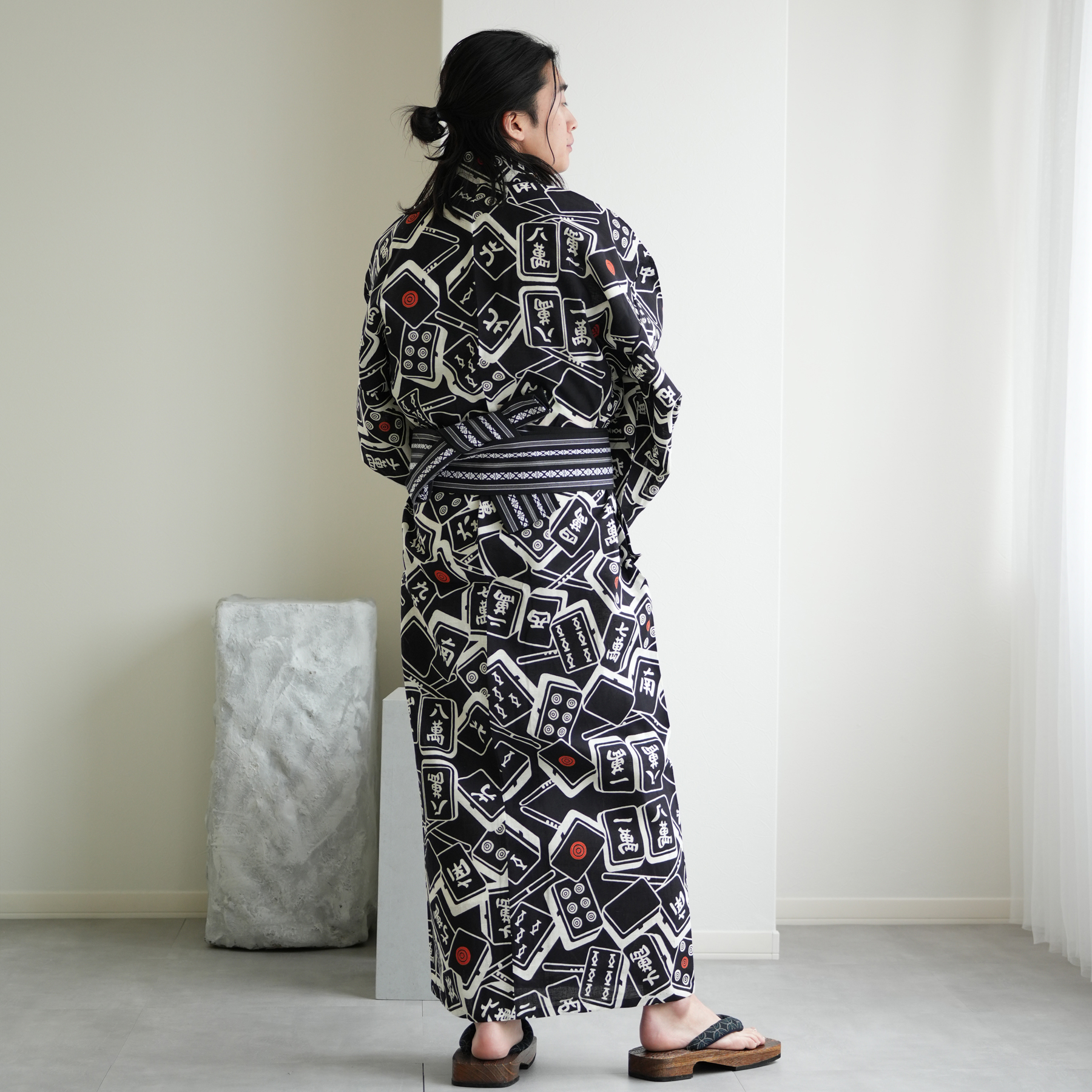 utatane 浴衣 メンズ セット utatane×注染工房 浴衣3点セット 黒地の