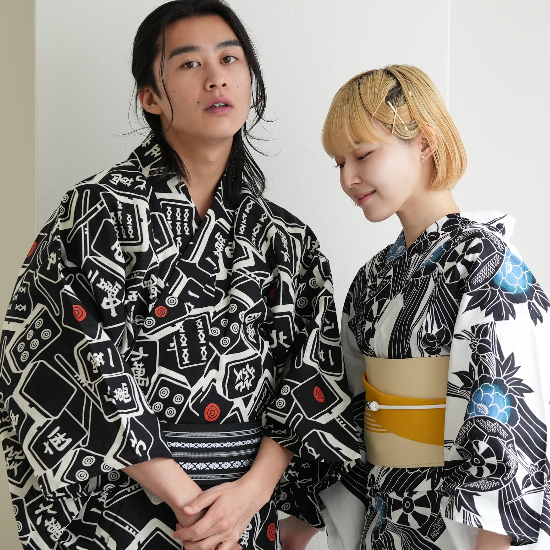 utatane 浴衣 メンズ セット utatane×注染工房 浴衣3点セット 黒地の