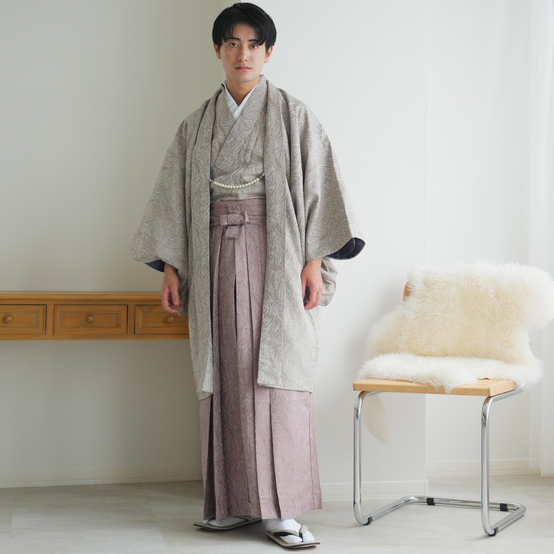 utatane 羽織袴 セット 着物 羽織 袴 角帯 羽織紐 5点セット メンズ