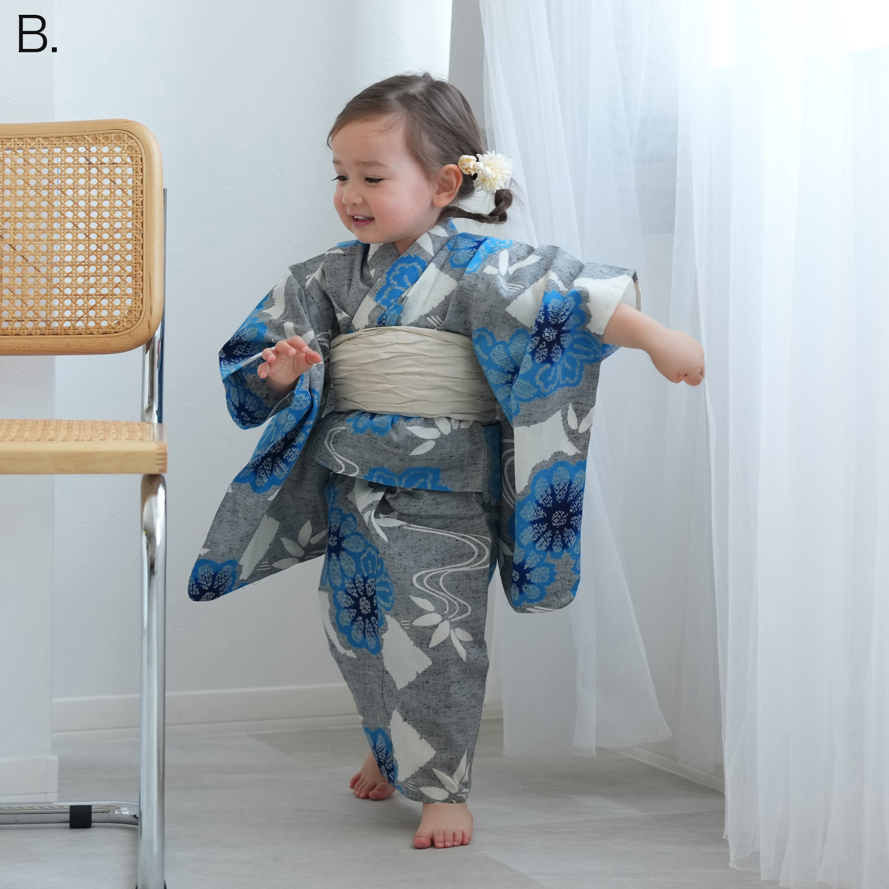 utatane 浴衣 子供 女の子 3点セット（浴衣/帯/下駄）花 菊 ピンク 赤