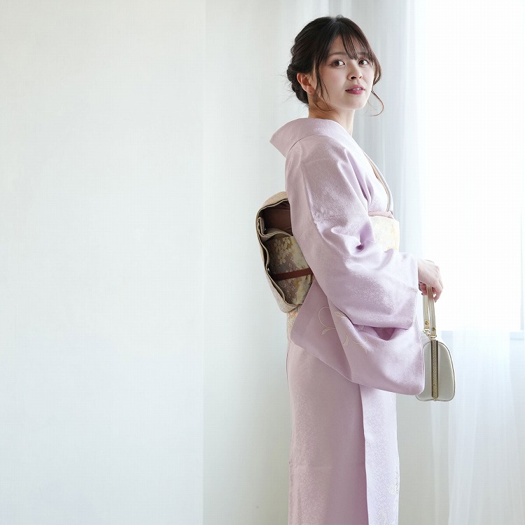 訪問着 レンタル おしゃれ 20点 フルセット 正絹 着物 花柄 紫系