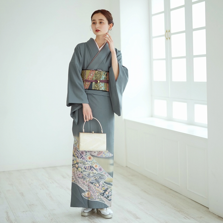 訪問着 レンタル おしゃれ 20点 フルセット 古典柄 レトロ 正絹 着物