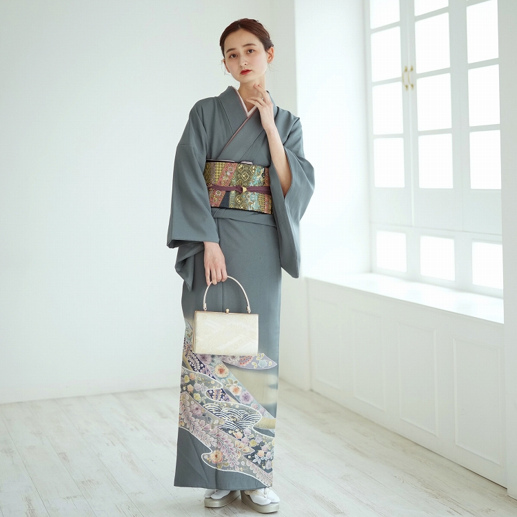 訪問着 レンタル おしゃれ 20点 フルセット 古典柄 レトロ 正絹 着物