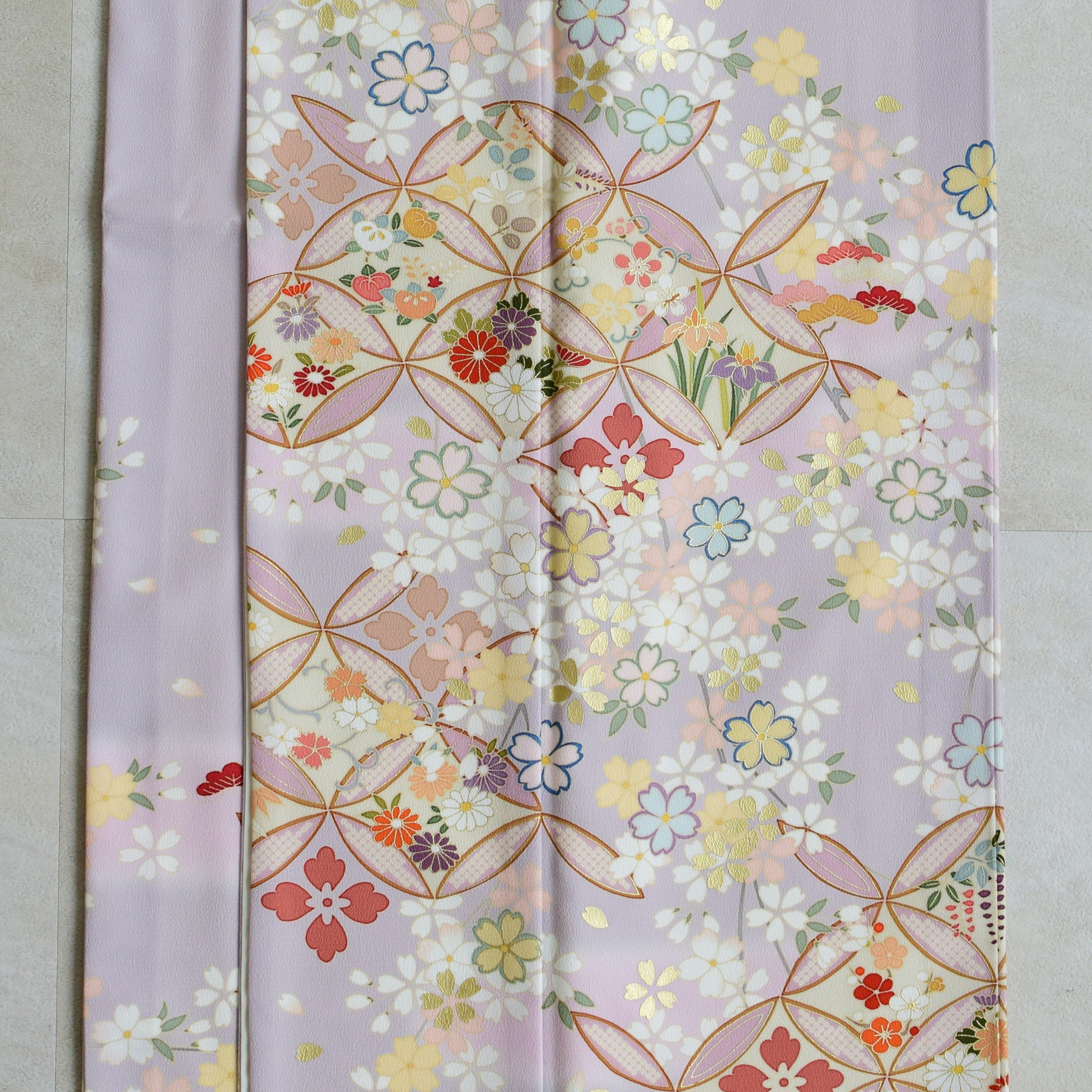 訪問着 レンタル おしゃれ 20点セット JAPAN STYLE 着物 花柄 紫系