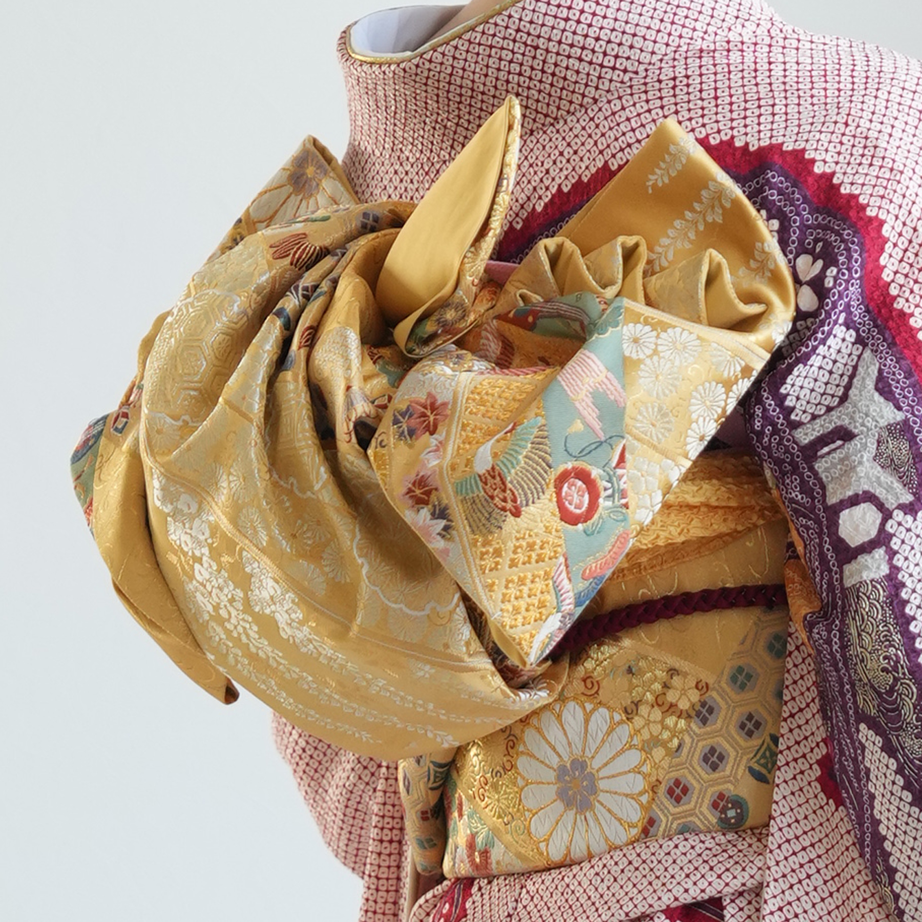 振袖 レンタル 成人式 21点セット レトロ 振袖セット 花 紫 赤 正絹