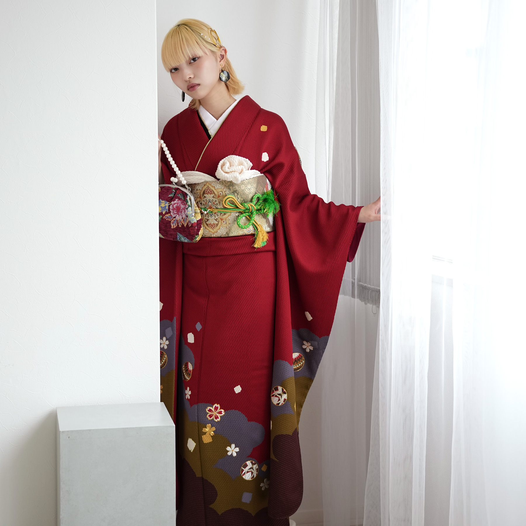 振袖 レンタル 成人式 21点セット 古典柄 レトロ アンティーク系 成人