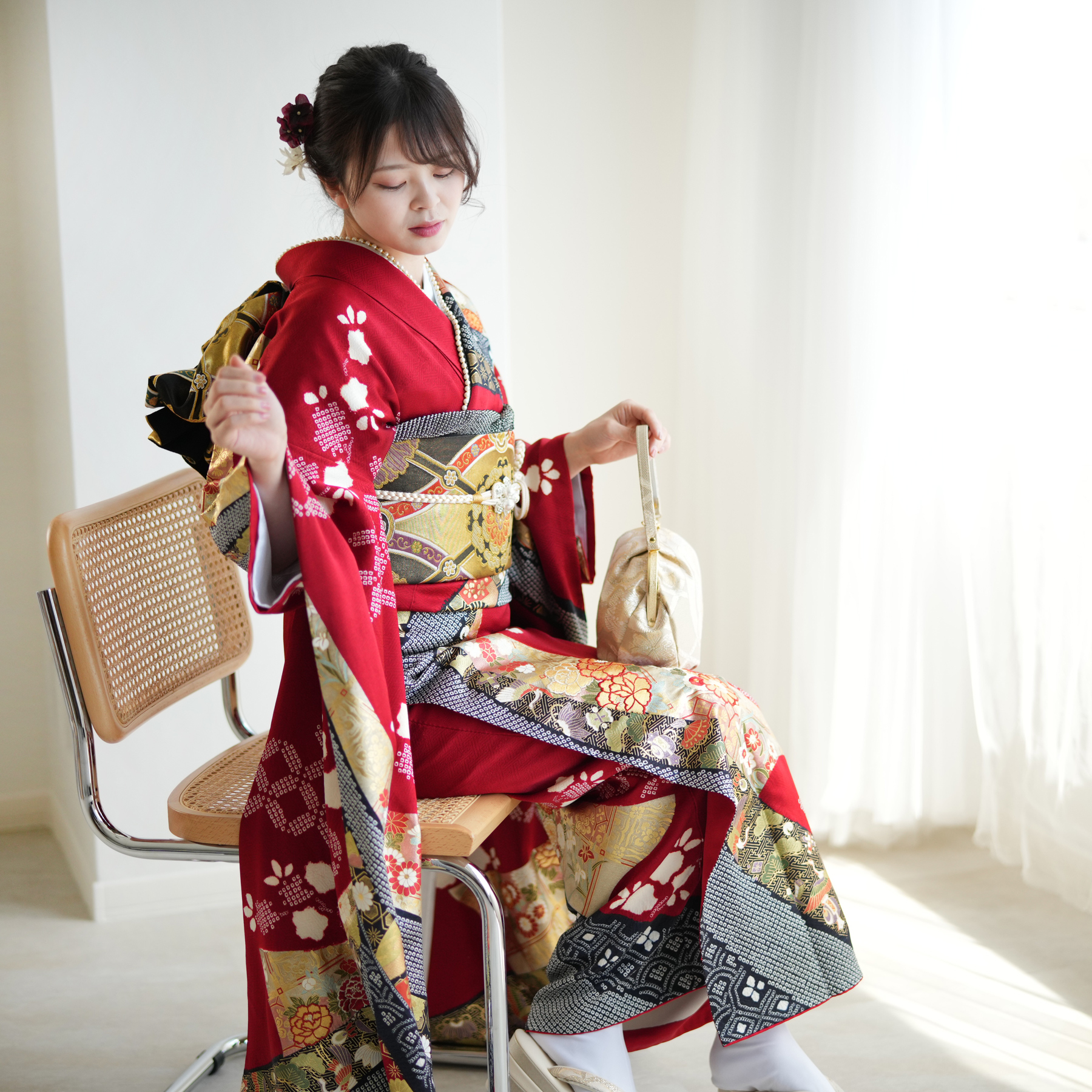 レンタル 振袖 成人式 正絹着物+袋帯 21点セット 絵羽 結婚式 前撮り