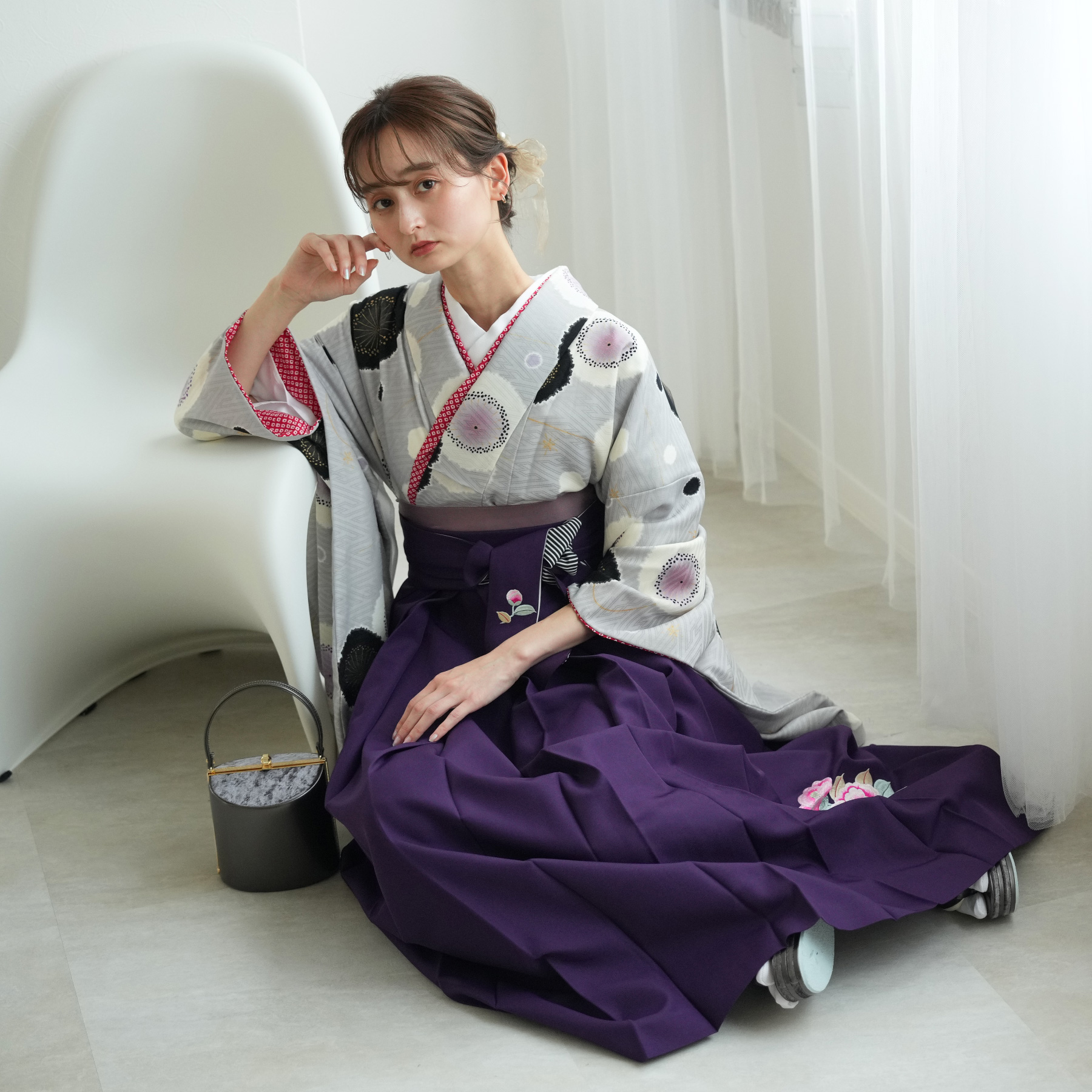 袴 レンタル 卒業式 2尺袖着物 17点セット 九重 古典 レトロ モダン