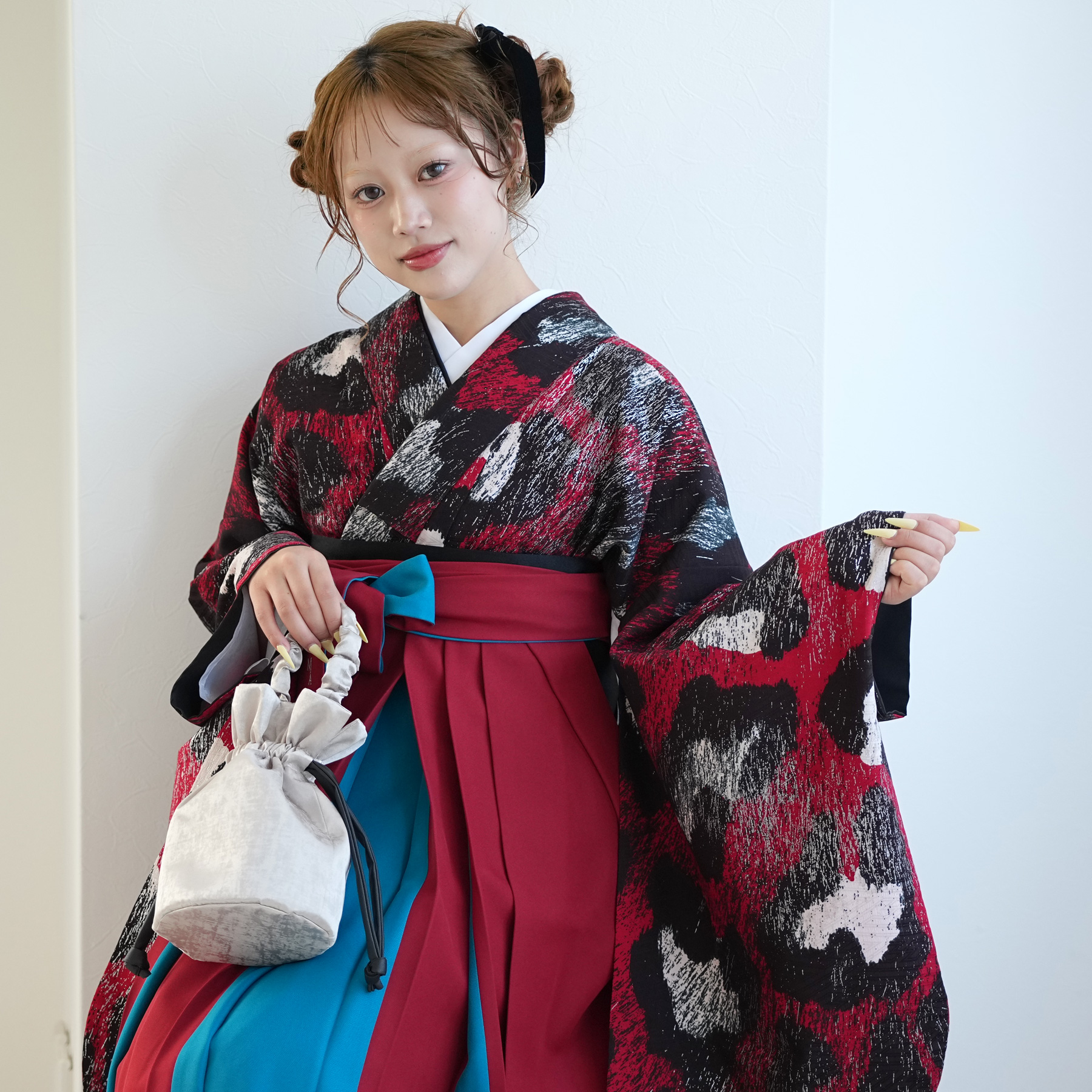 袴 レンタル 卒業式 2尺袖着物 17点セット モダンアンテナ 古典柄