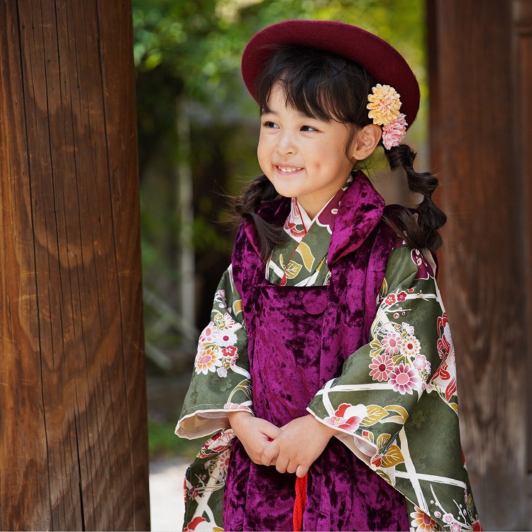 レンタル 七五三 3歳 女の子 フルセット ひよこ商店 レトロ モダン 菊