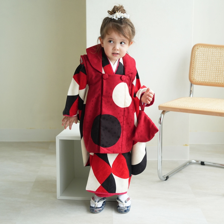 レンタル 七五三 3歳 女の子 被布 フルセット モダンアンテナ レトロ