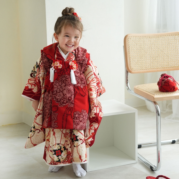 レンタル 七五三 3歳 女の子 七五三セット 被布 華徒然 古典柄 レトロ