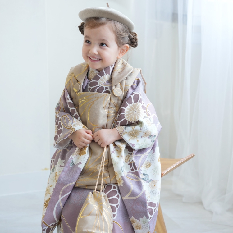 レンタル 七五三 3歳 着物 レトロ 女の子 被布セット ひよこ商店 古典