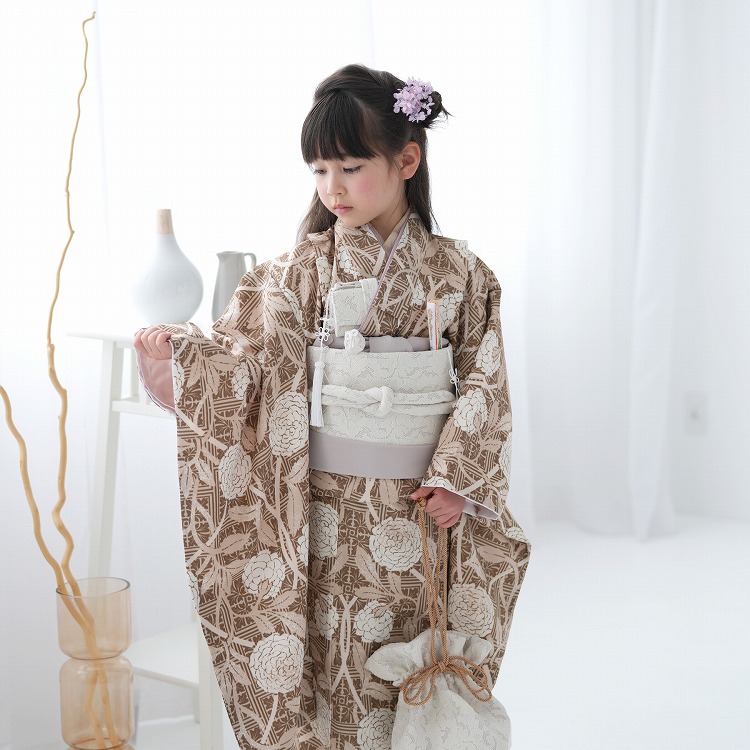 レンタル 七五三 着物 7歳 セット ひよこ商店 古典柄 レトロ