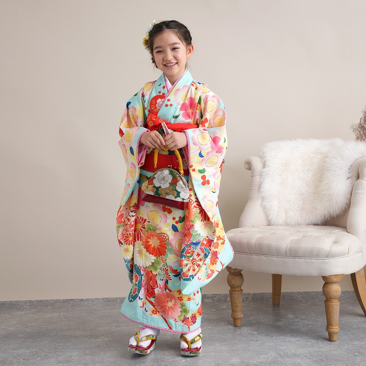 レンタル 七五三 着物 7歳 セット 乙葉 古典柄 レトロ アンティーク系