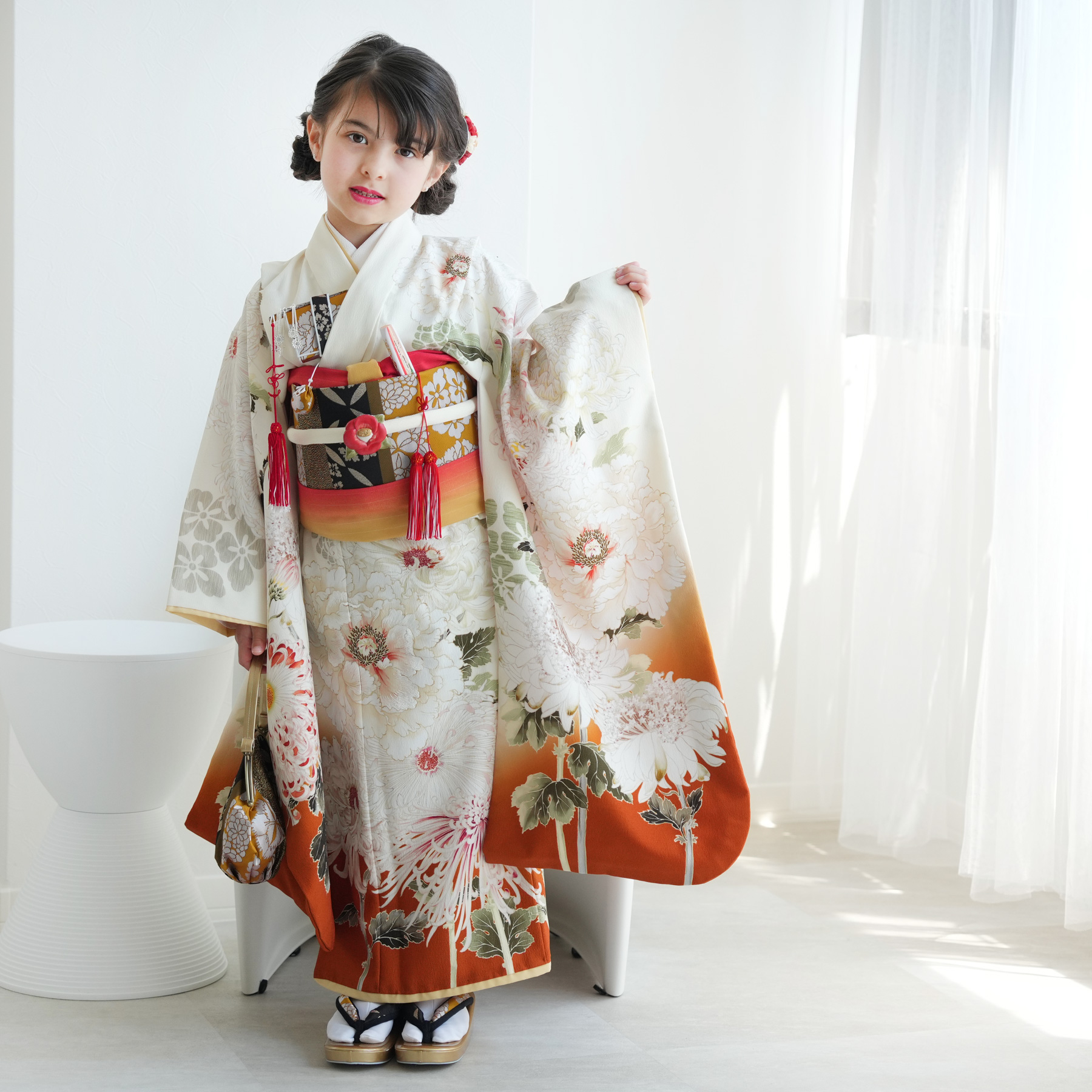 レンタル 七五三 着物 7歳 芸艸堂 UNSODO 古典柄 レトロ アンティーク