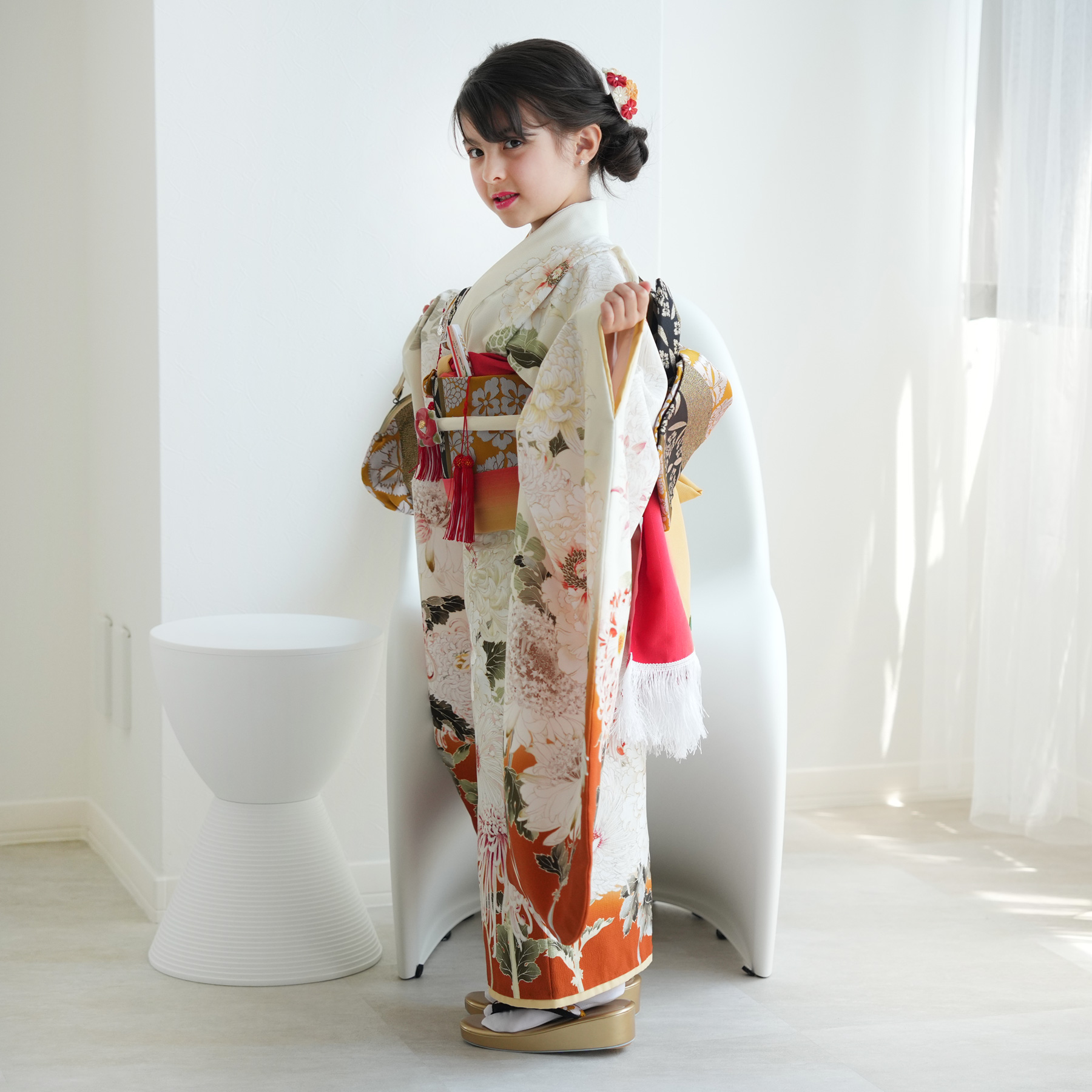 レンタル 七五三 着物 7歳 芸艸堂 UNSODO 古典柄 レトロ アンティーク