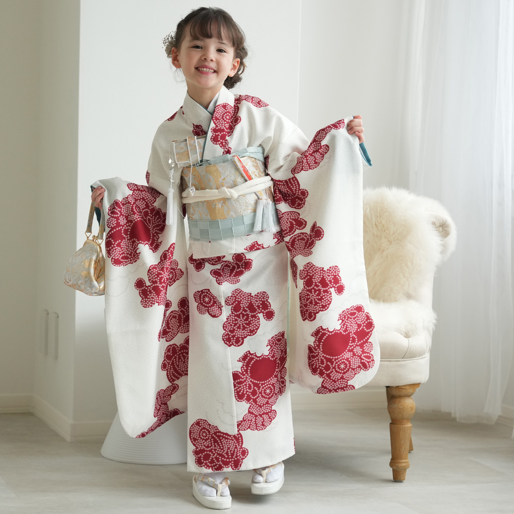 レンタル 七五三 着物 7歳 ひよこ商店 女の子 四つ身 フルセット