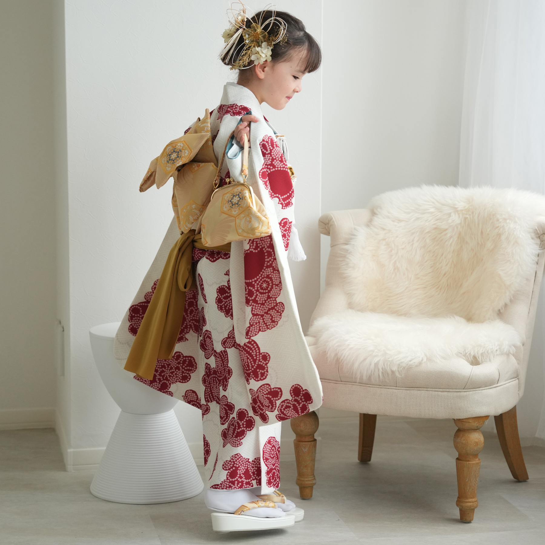 レンタル 七五三 着物 7歳 ひよこ商店 女の子 四つ身 フルセット