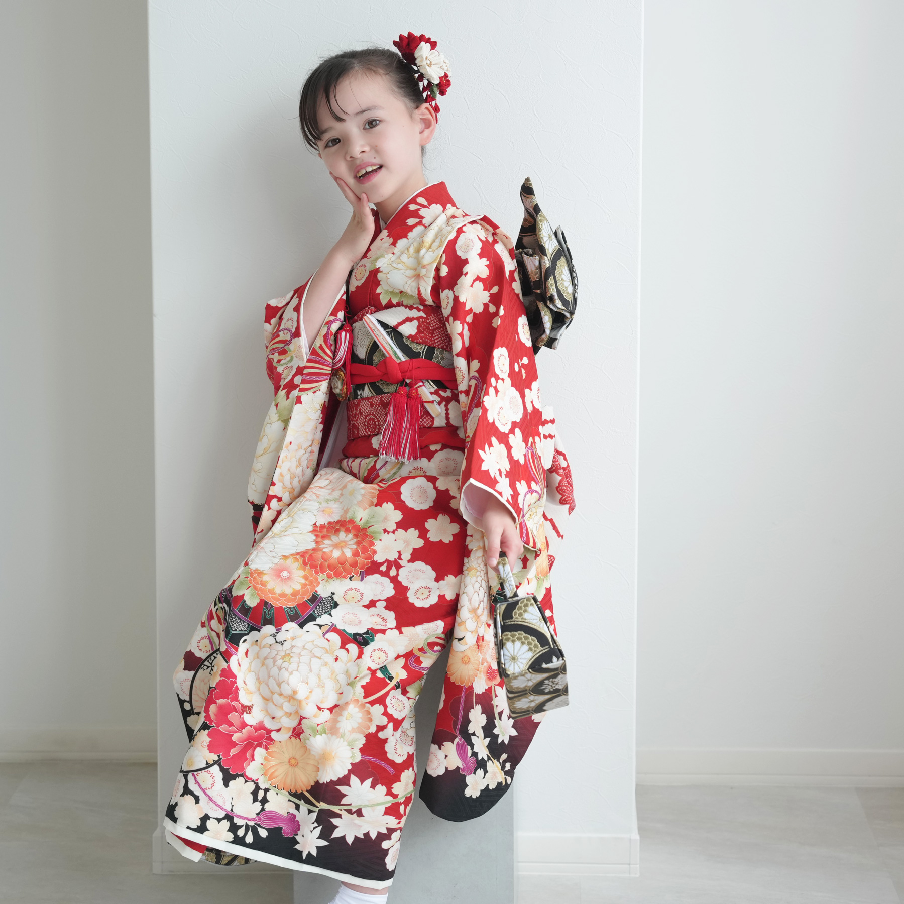 レンタル 七五三 着物 7歳 華徒然 女の子 四つ身 絵羽 古典花結びに