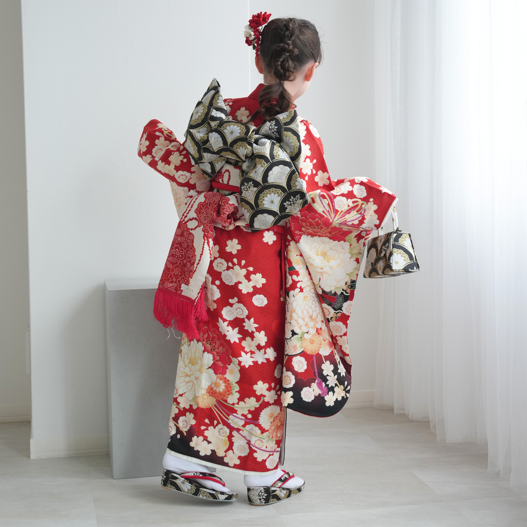 レンタル 七五三 着物 7歳 華徒然 女の子 四つ身 絵羽 古典花結びに